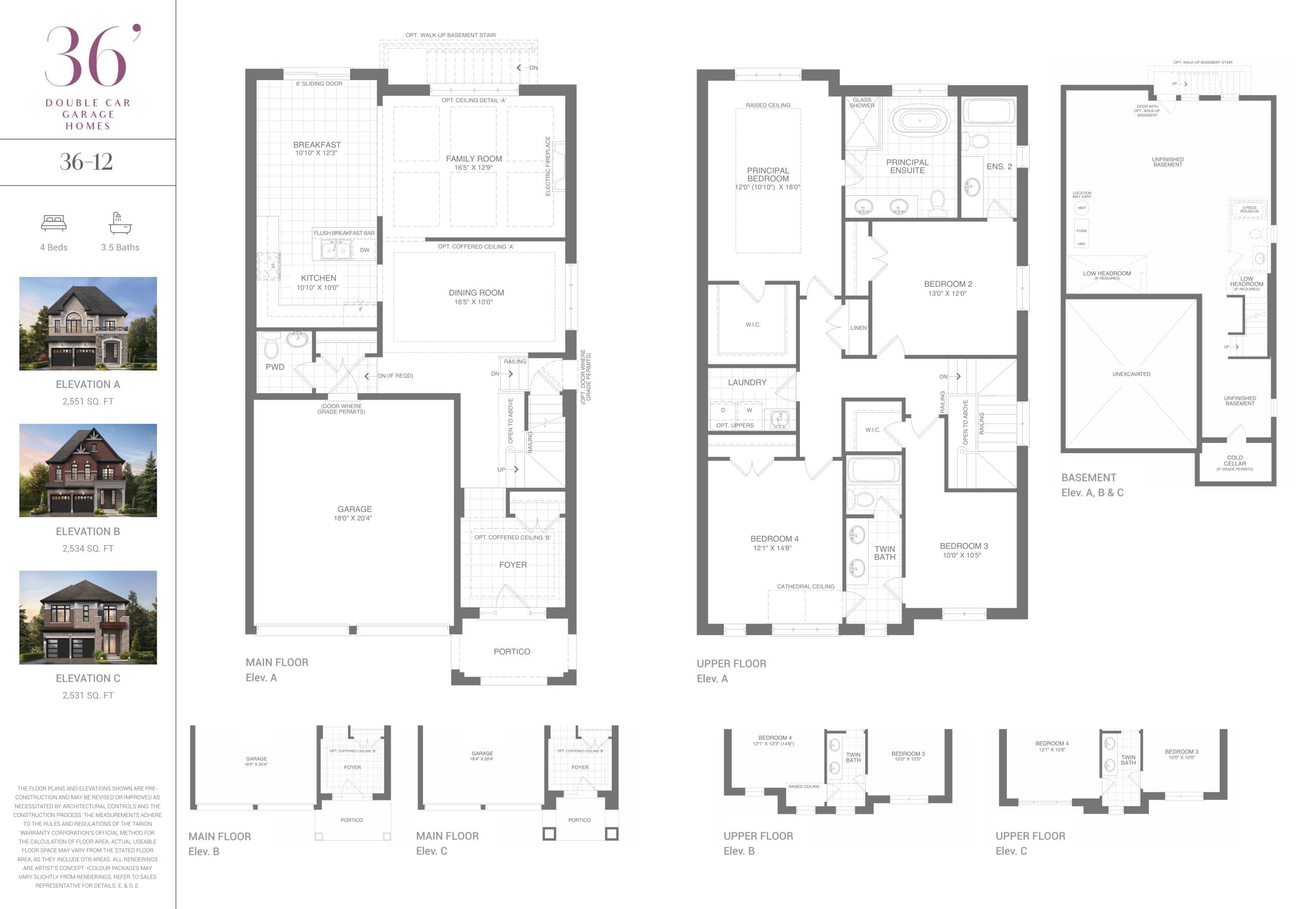 36-12 Floor Plan at Whitby Meadows by OPUS Homes - 2551 sq.ft