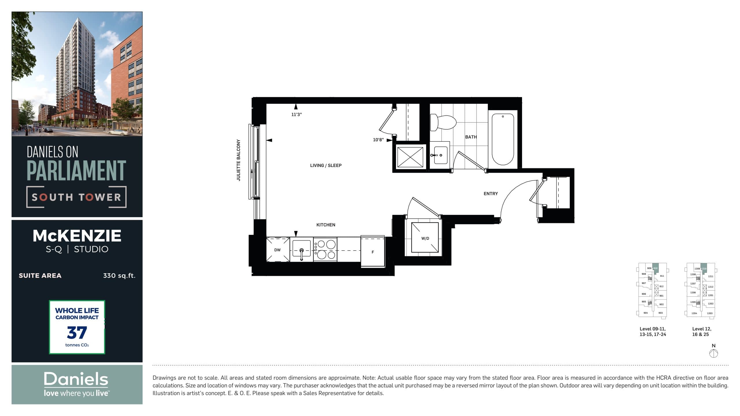 McKenzie Floor Plan at Daniels on Parliament South Tower Condos - 330 sq.ft