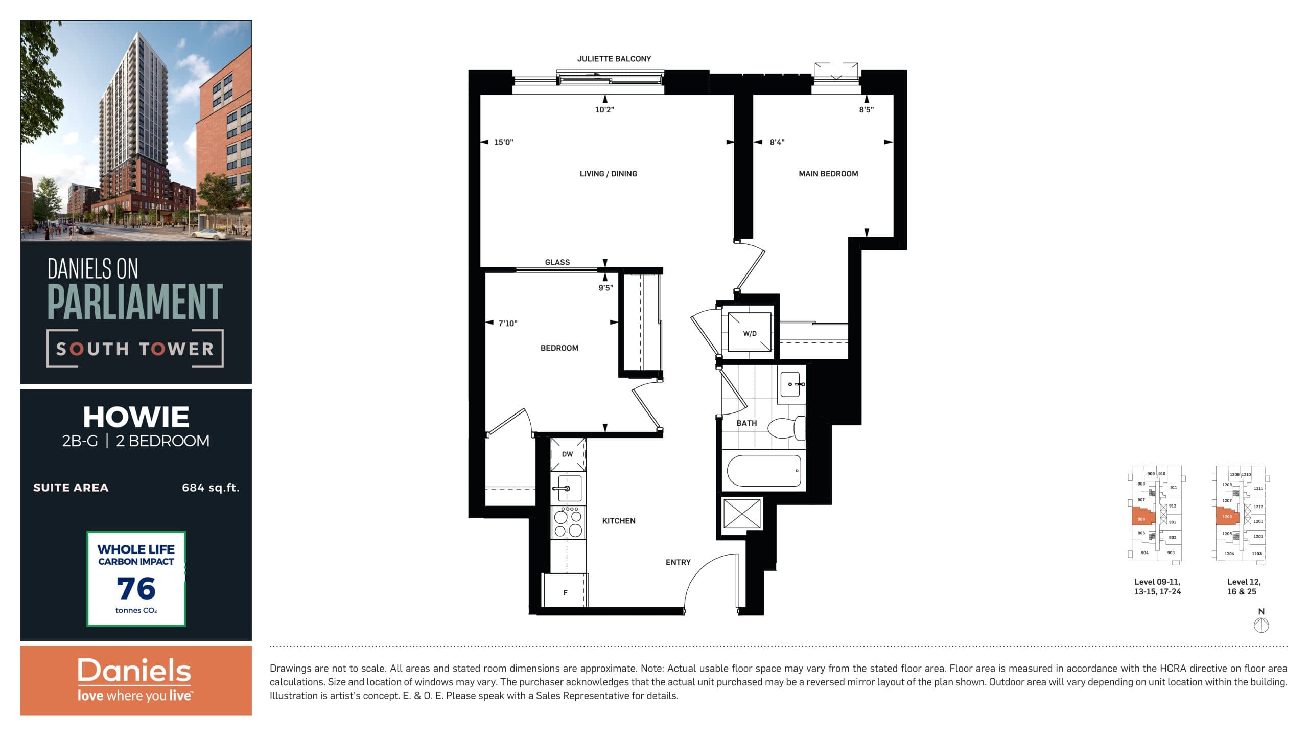 Howie Floor Plan at Daniels on Parliament South Tower Condos - 684 sq.ft