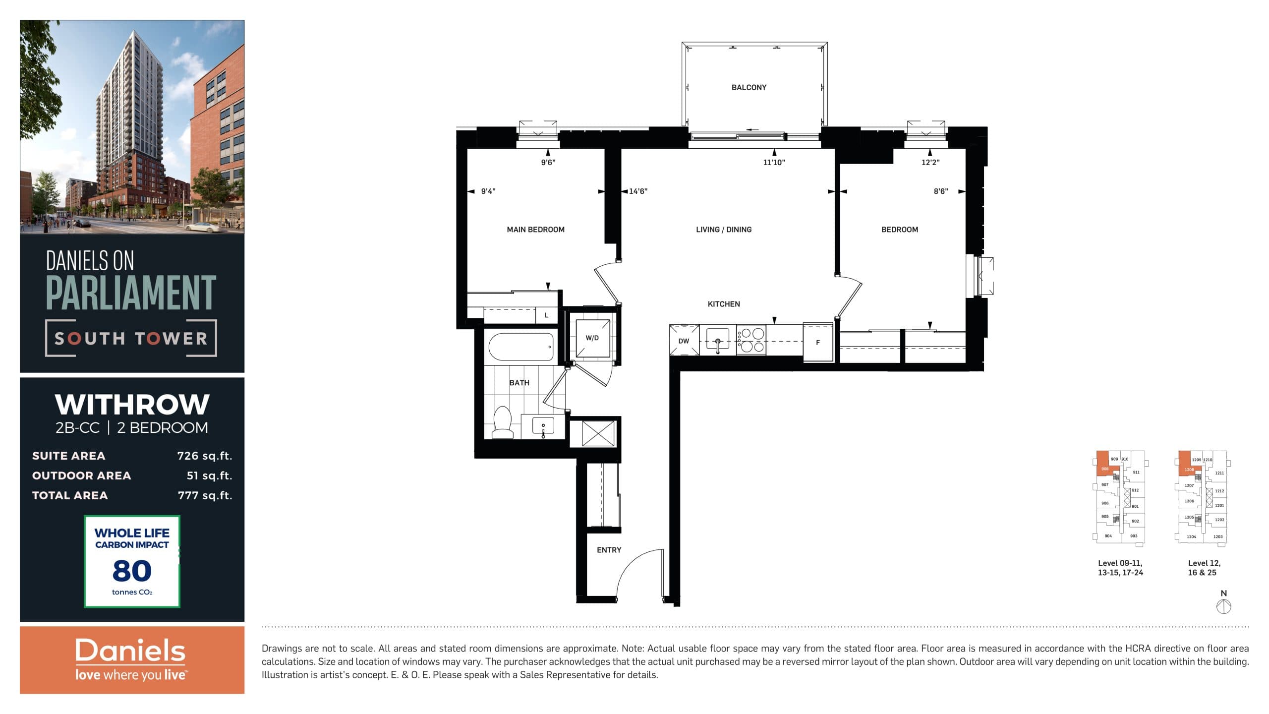 Withrow Floor Plan at Daniels on Parliament South Tower Condos - 726 sq.ft