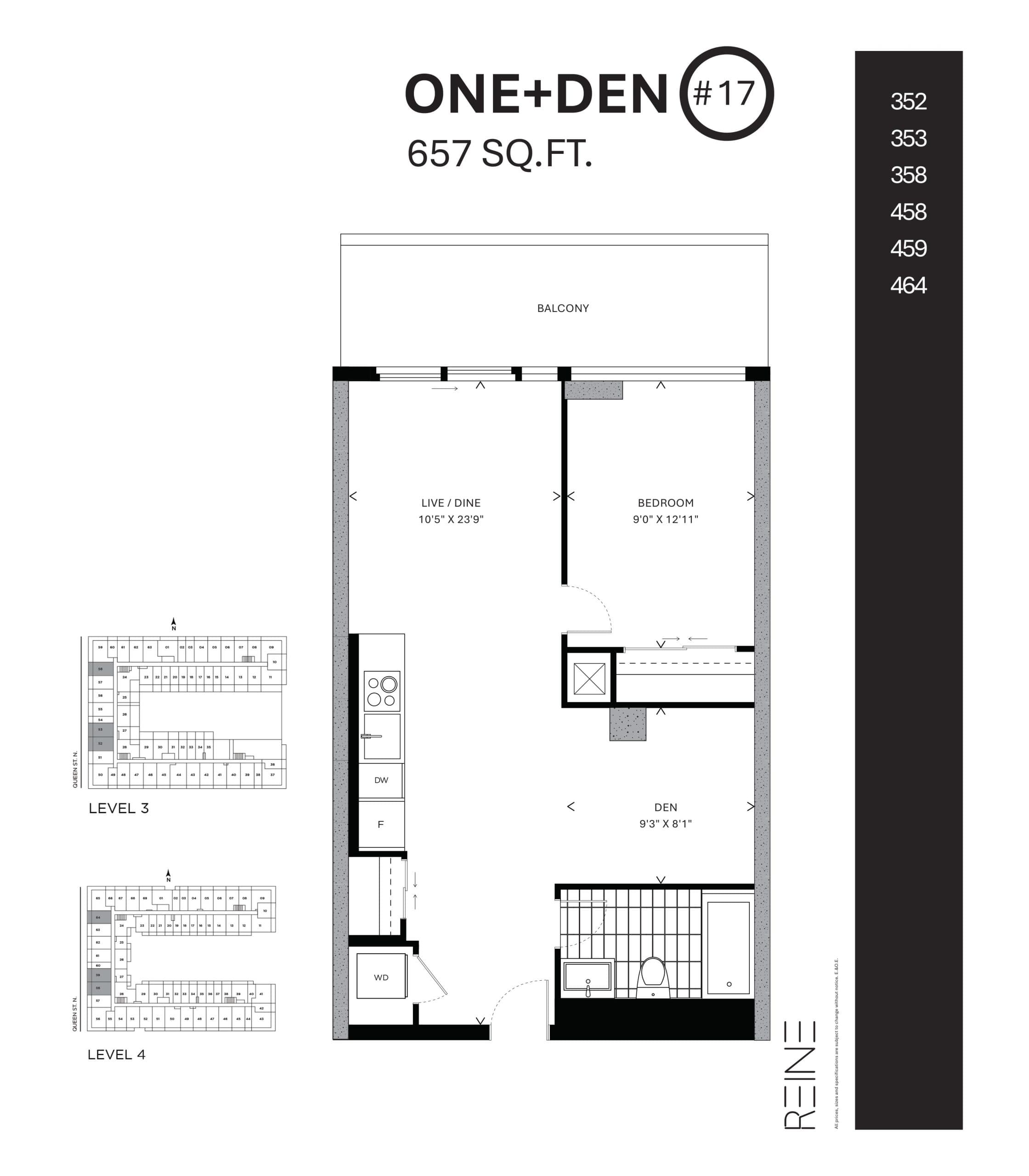 One+Den #17 Floor Plan at Reine Condos - 657 sq.ft