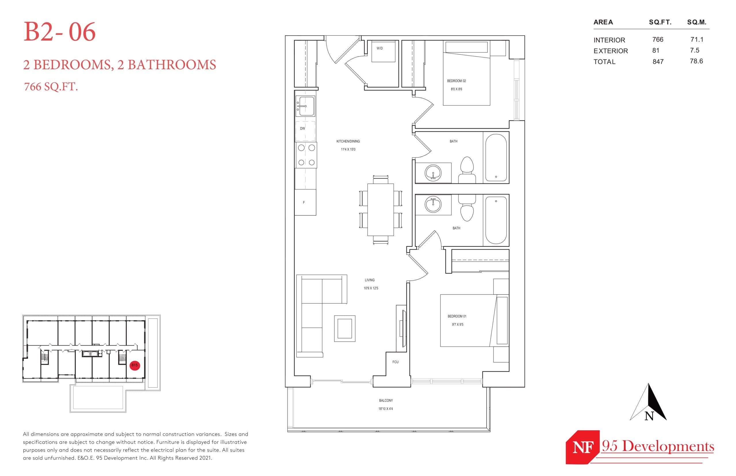 B2-06 Floor Plan at The Garden Series On Sheppard Condos - 766 sq.ft