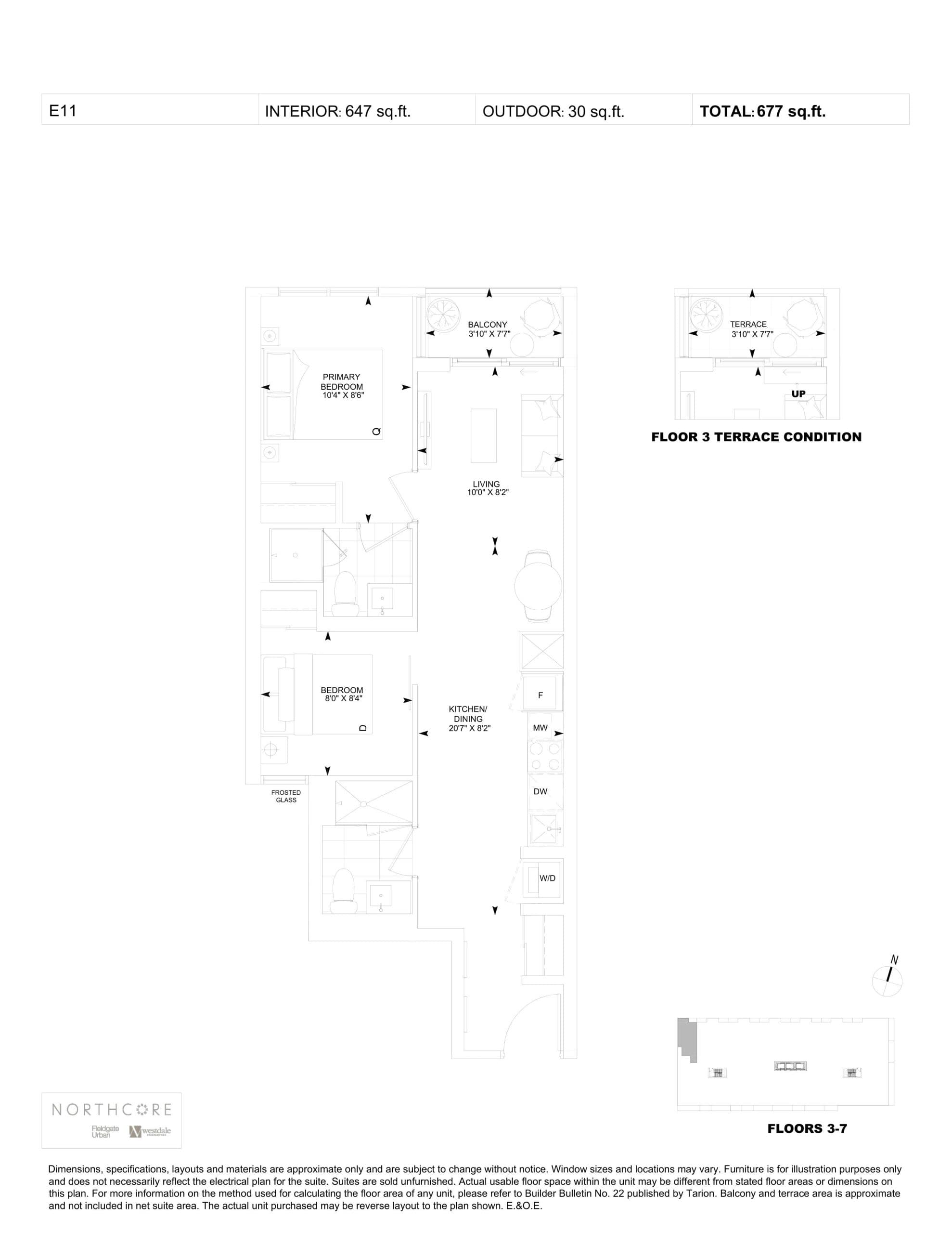E11 Floor Plan at NorthCore Condos - 648 sq.ft