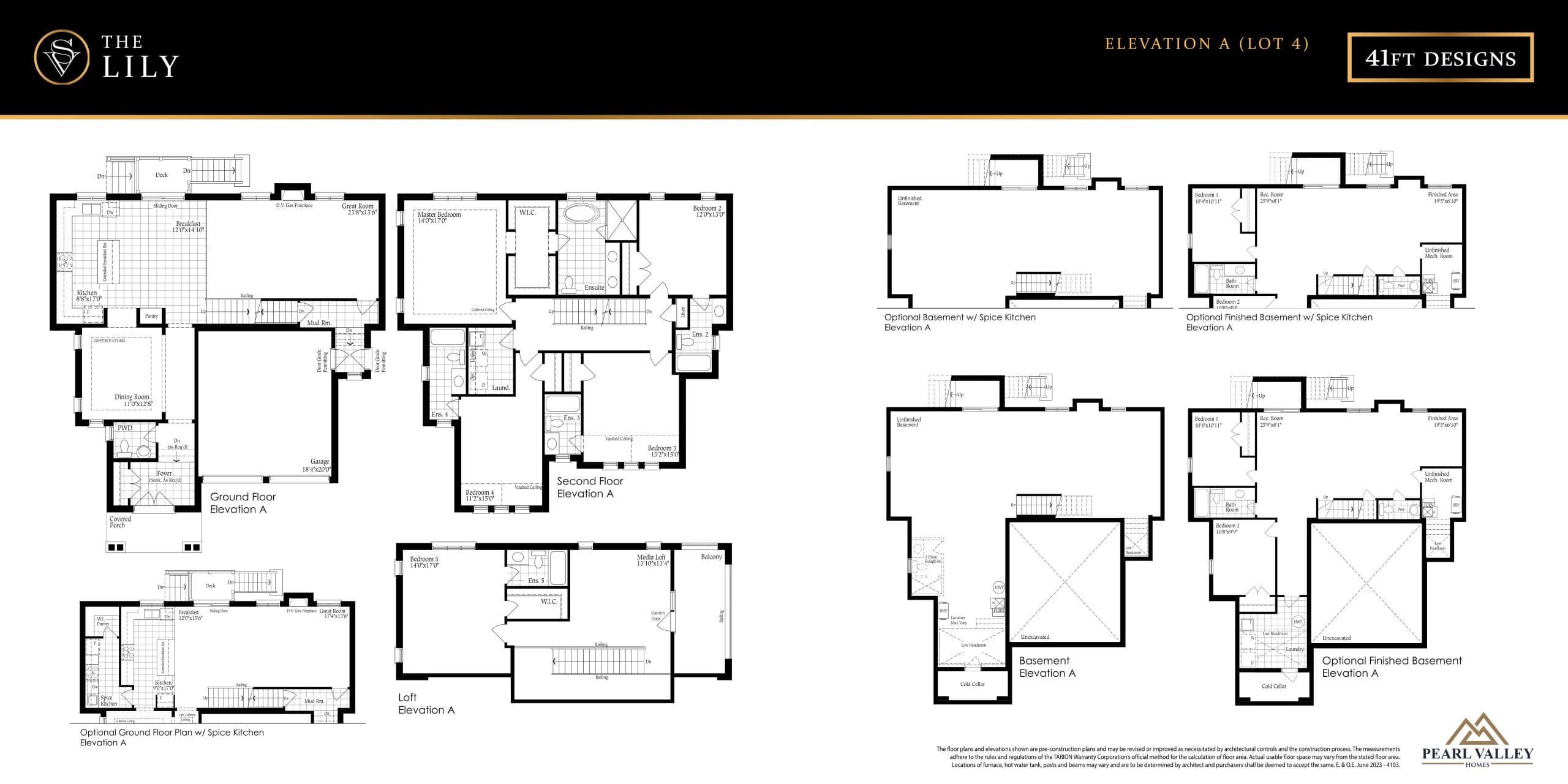 The Lily Floor Plan at Spring Valley Estates - 3603 sq.ft
