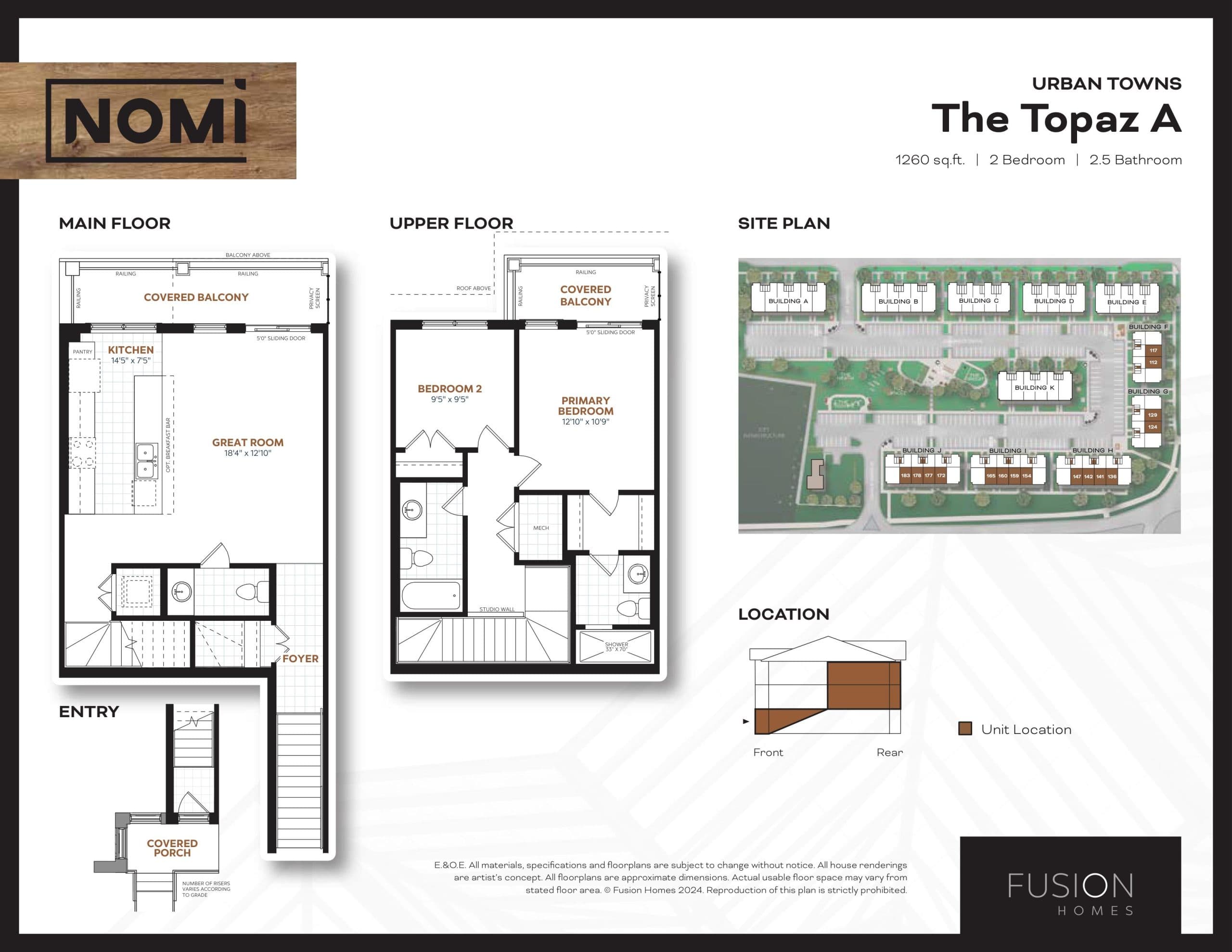 The Topaz A Floor Plan at Nomi Urban Towns - 1260 sq.ft