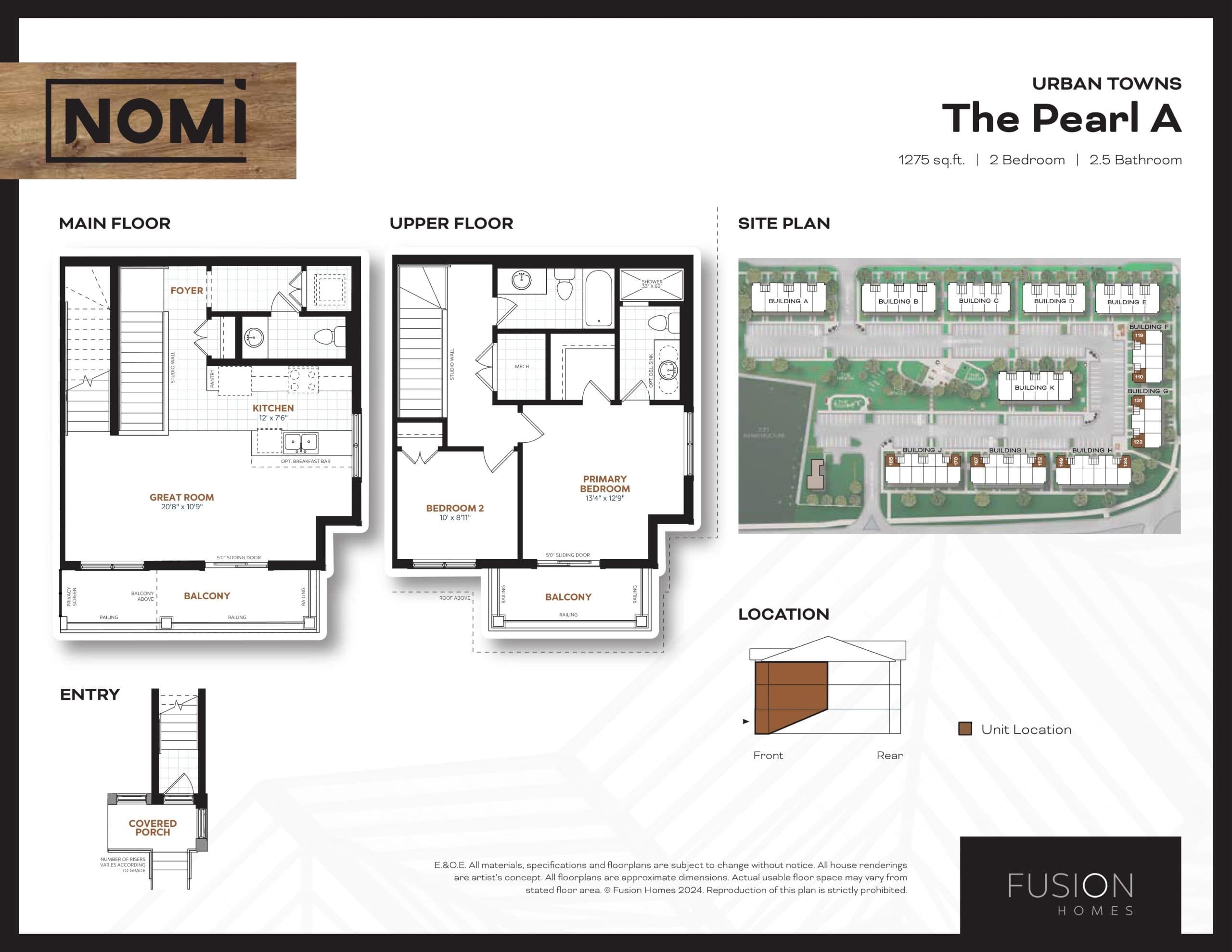 The Pearl A Floor Plan at Nomi Urban Towns - 1275 sq.ft