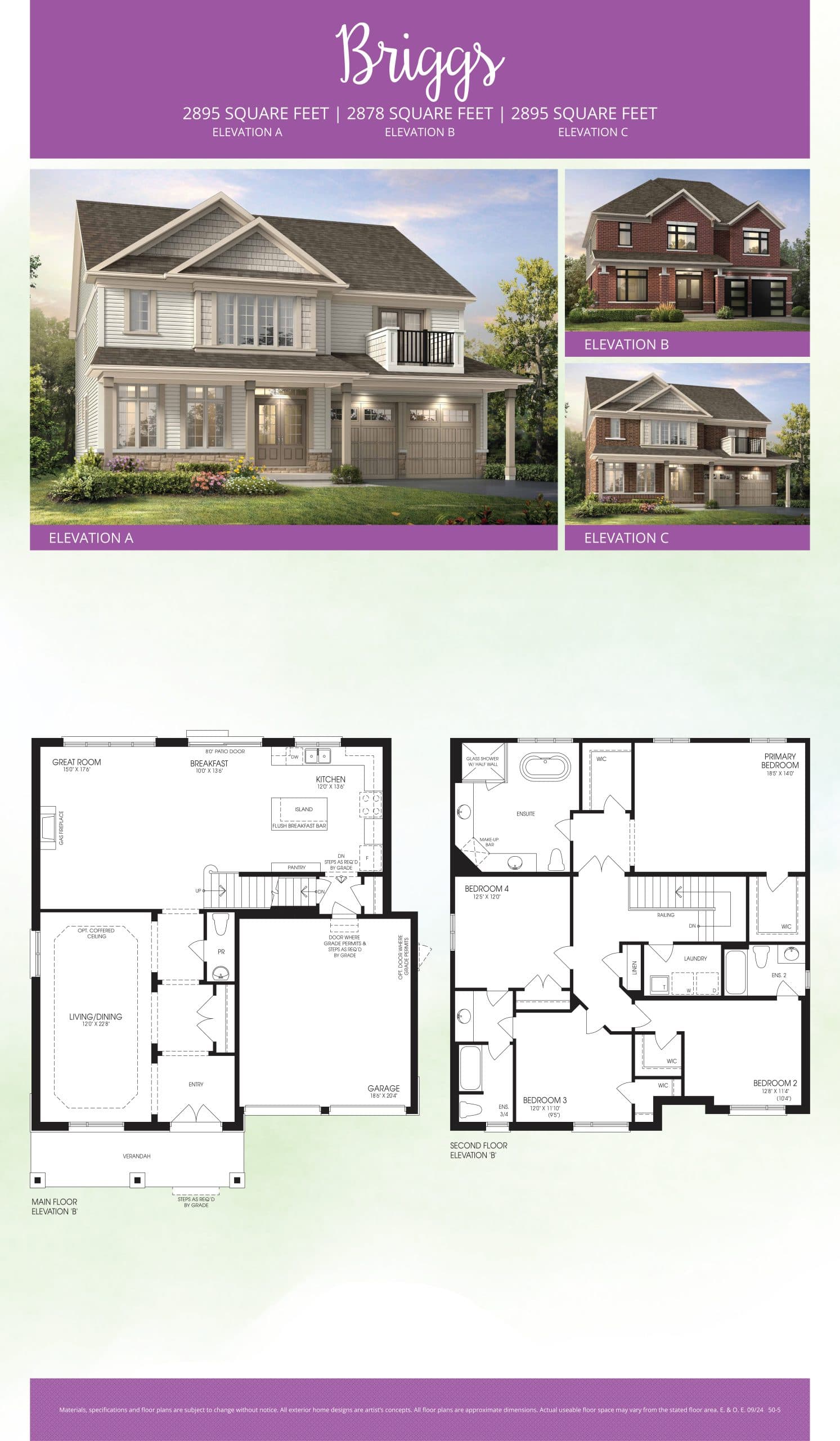 Briggs Floor Plan at Storybrook Towns - 2895 sq.ft