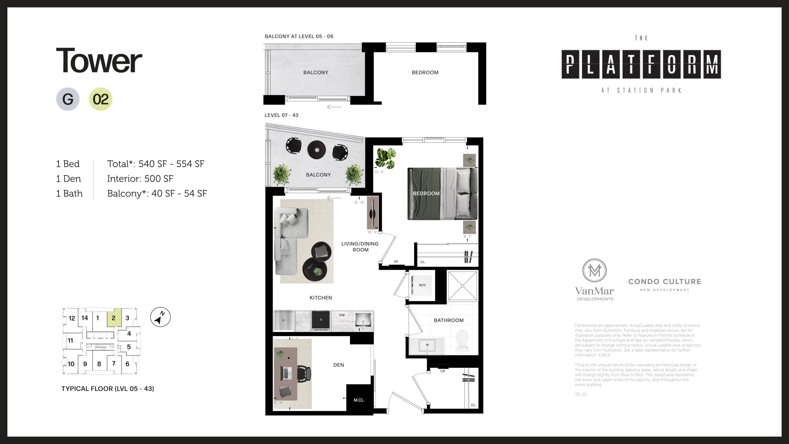 G02 Floor Plan at The Platform at Station Park Condos - 500 sq.ft