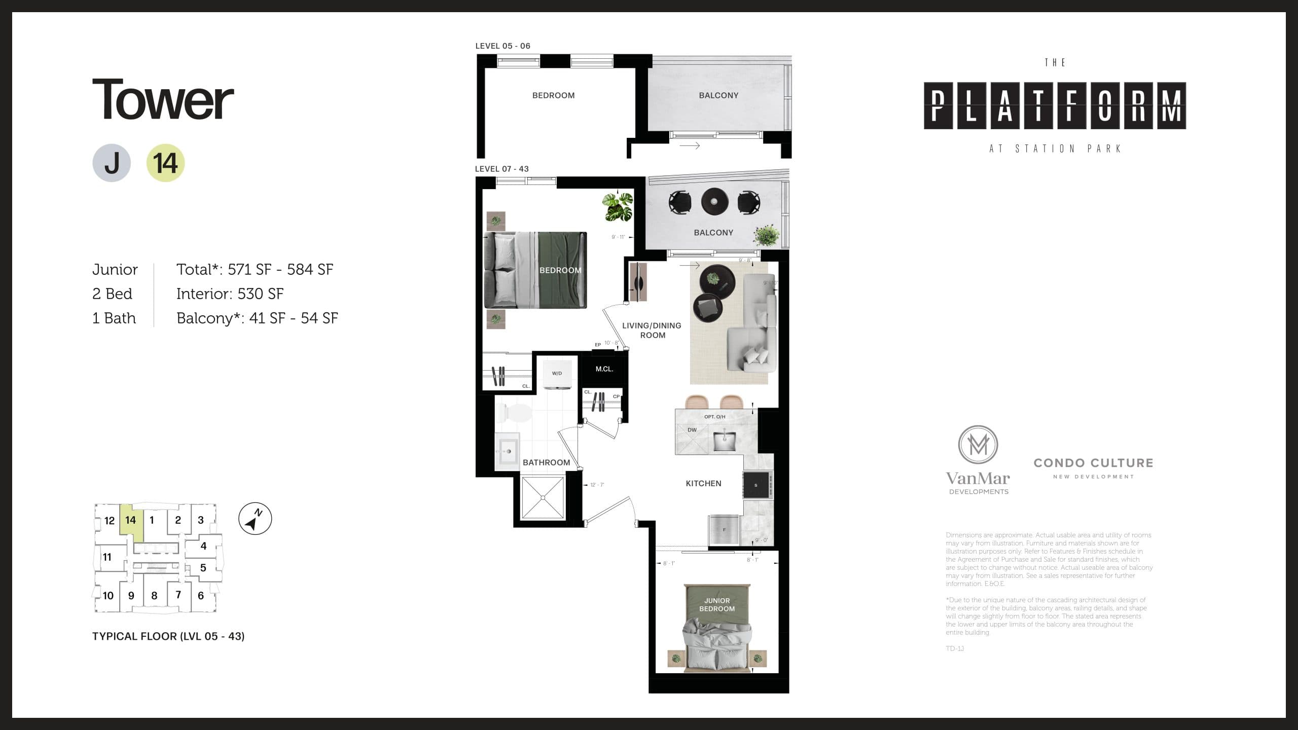 J14 Floor Plan at The Platform at Station Park Condos - 530 sq.ft