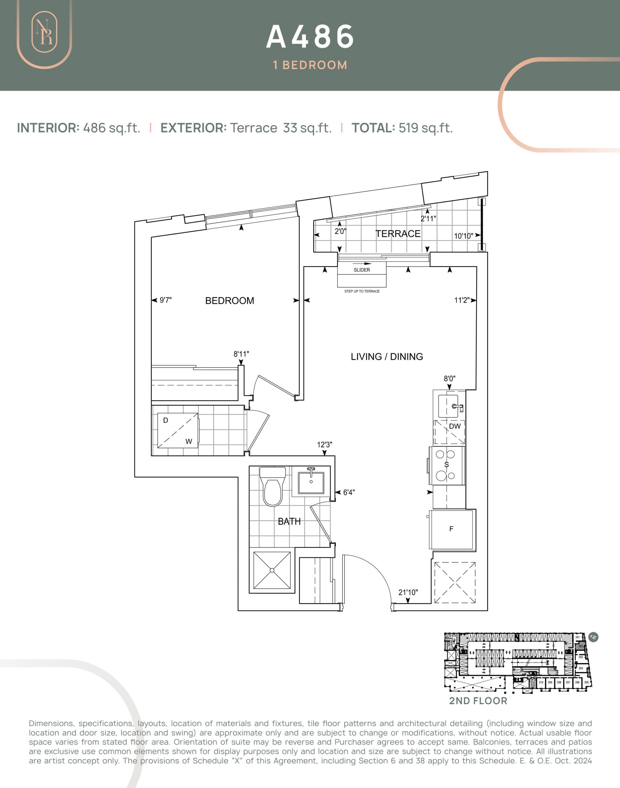 A486 Floor Plan at Noble Residences - 486 sq.ft