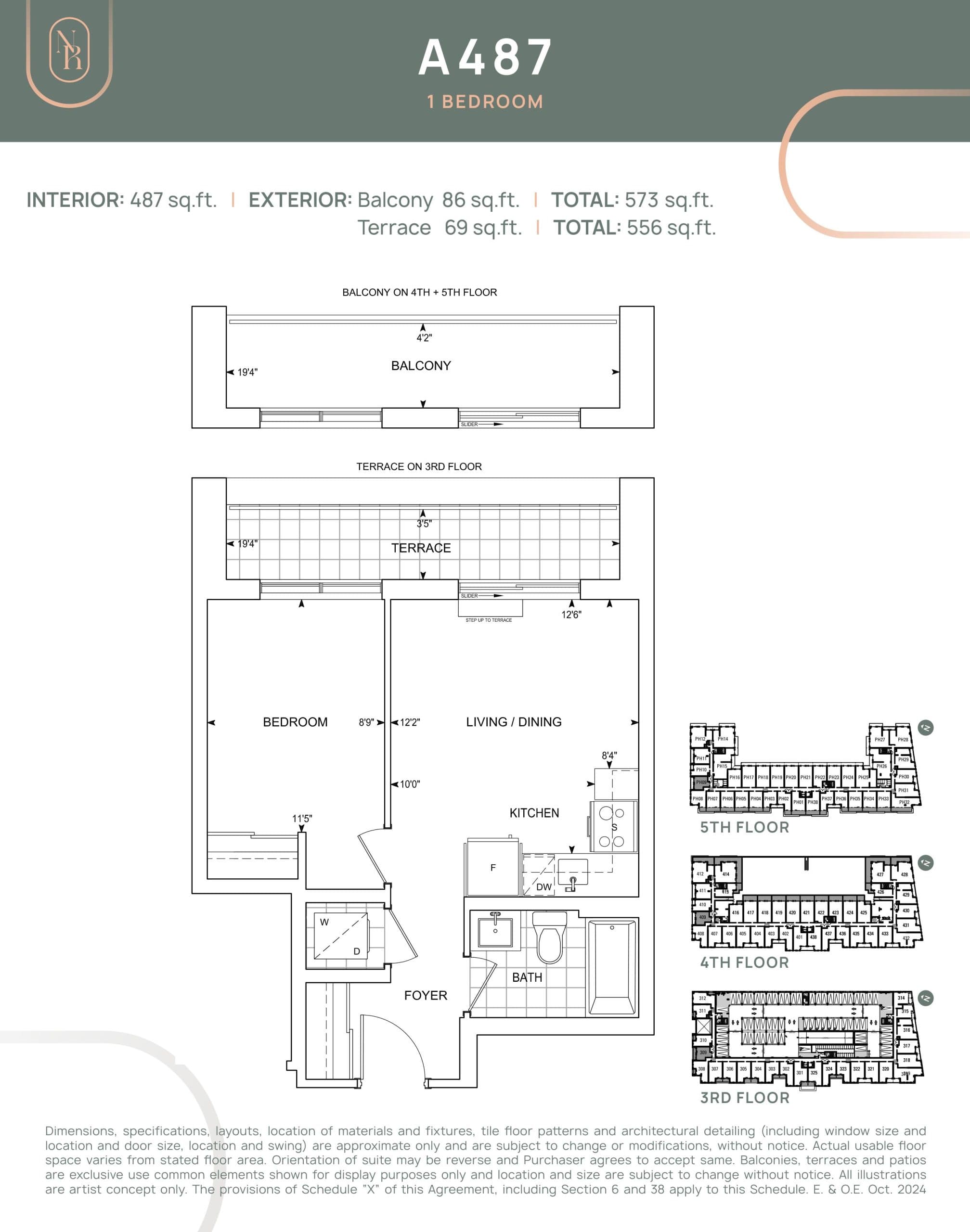 A487 Floor Plan at Noble Residences - 487 sq.ft