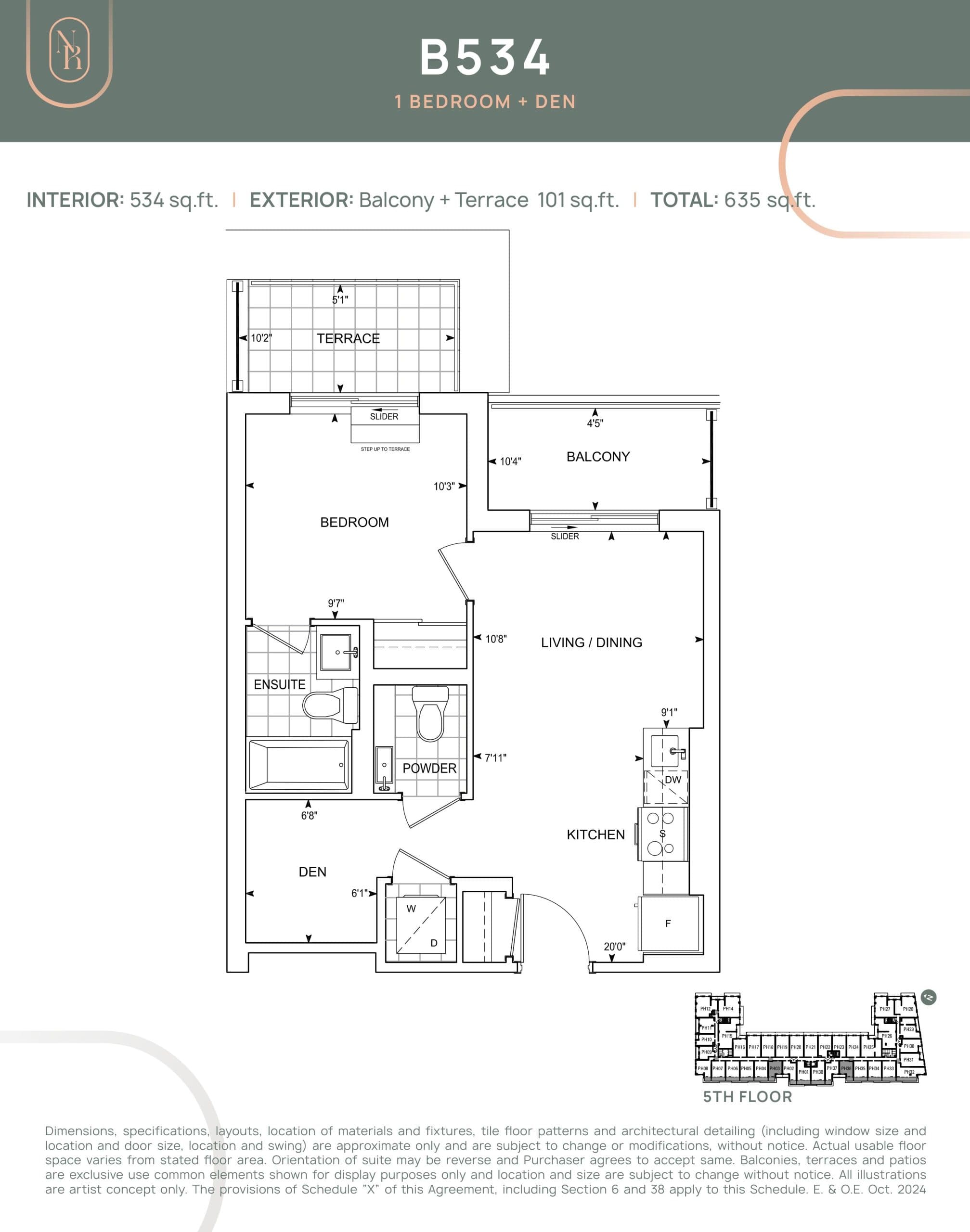 B534 Floor Plan at Noble Residences - 534 sq.ft