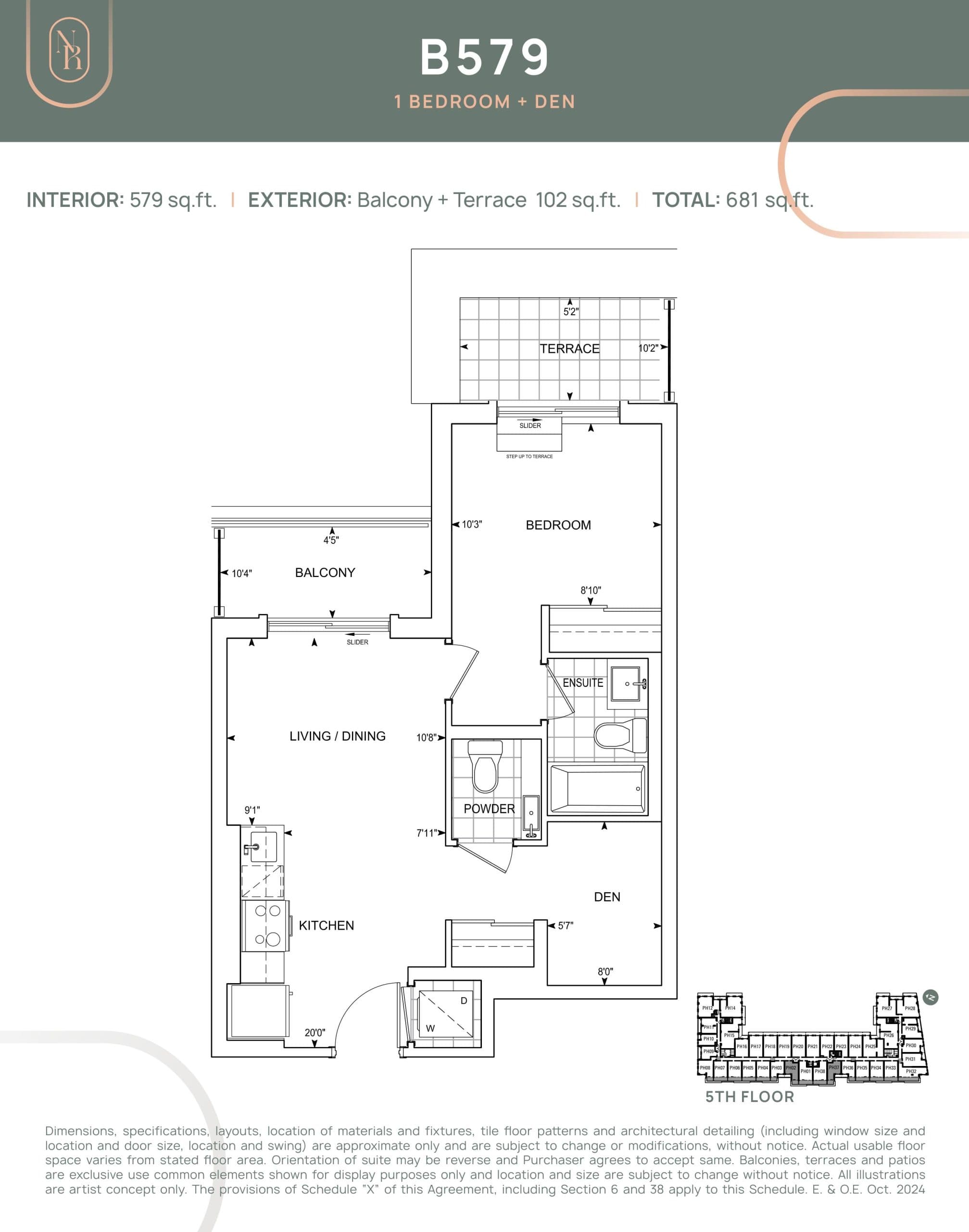 B579 Floor Plan at Noble Residences - 579 sq.ft