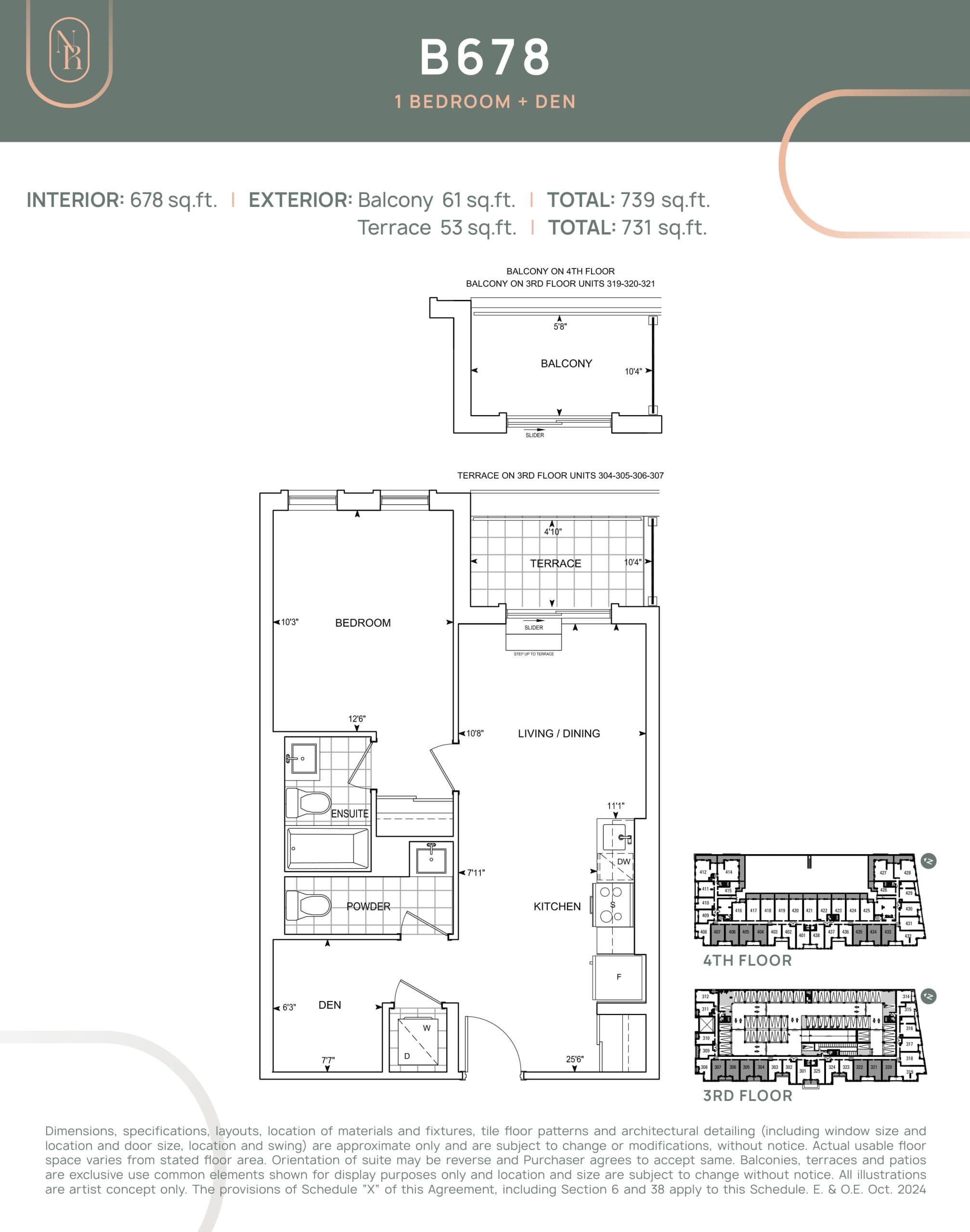 B678 Floor Plan at Noble Residences - 678 sq.ft