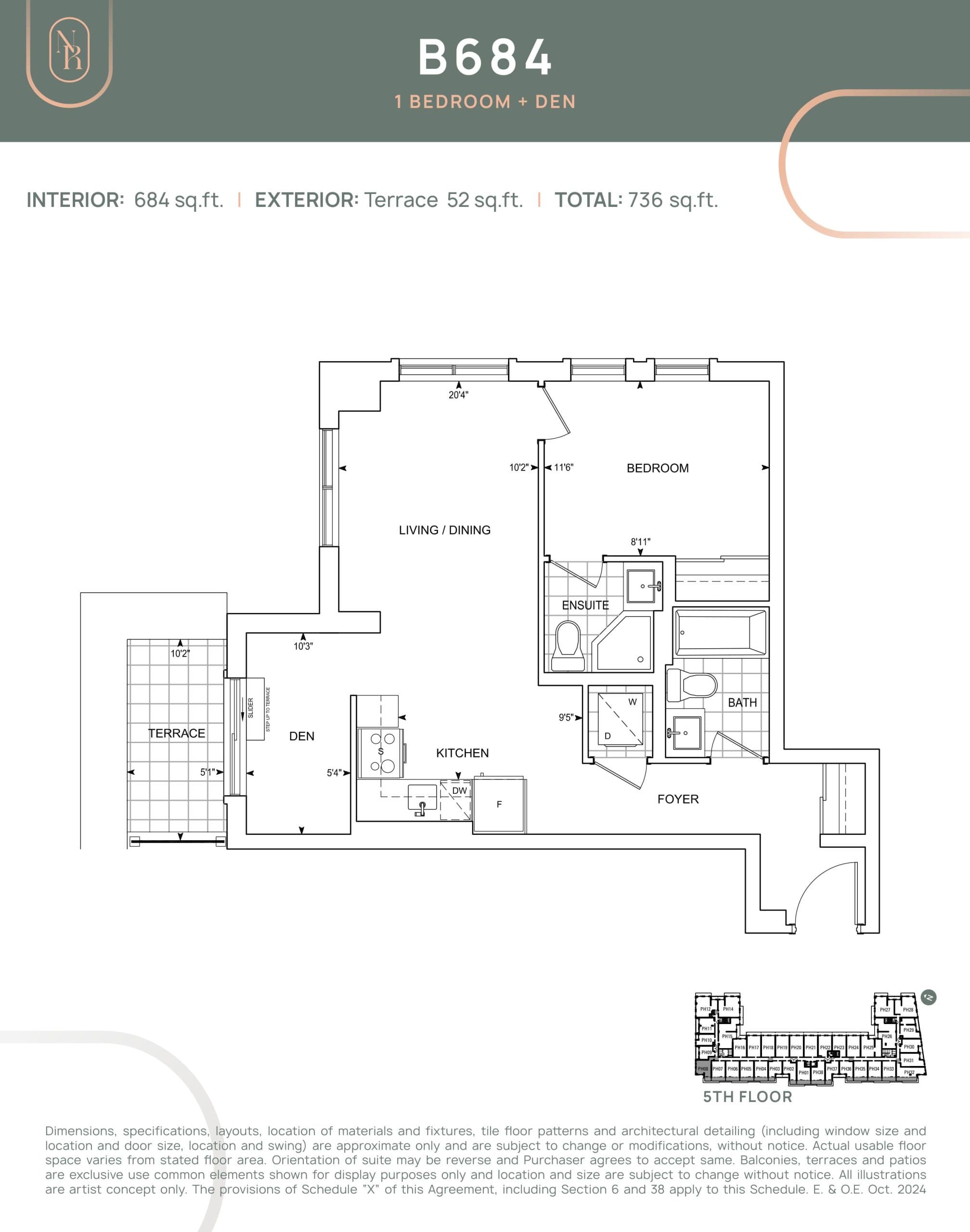 B684 Floor Plan at Noble Residences - 684 sq.ft