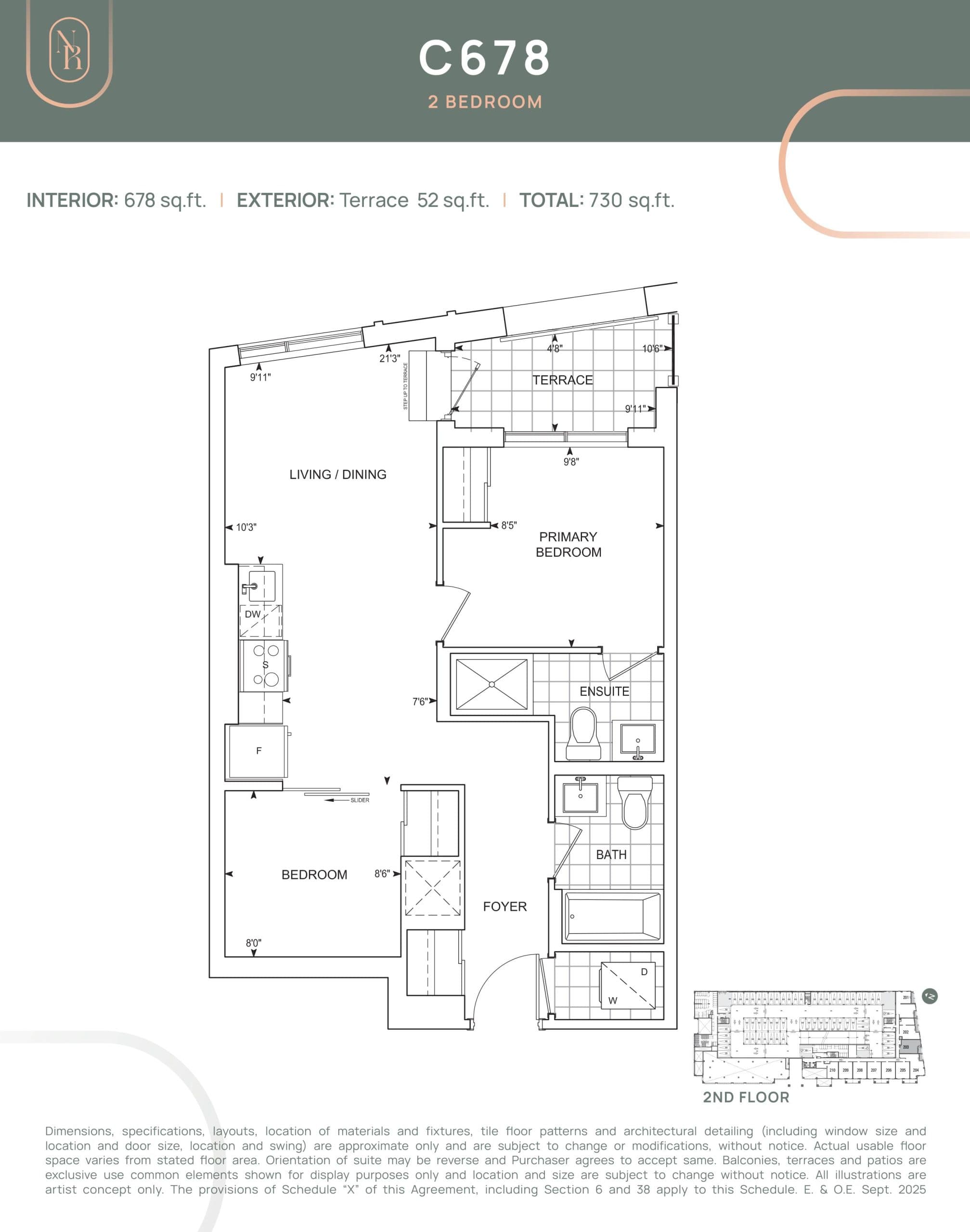 C678 (Terrace) Floor Plan at Noble Residences - 678 sq.ft