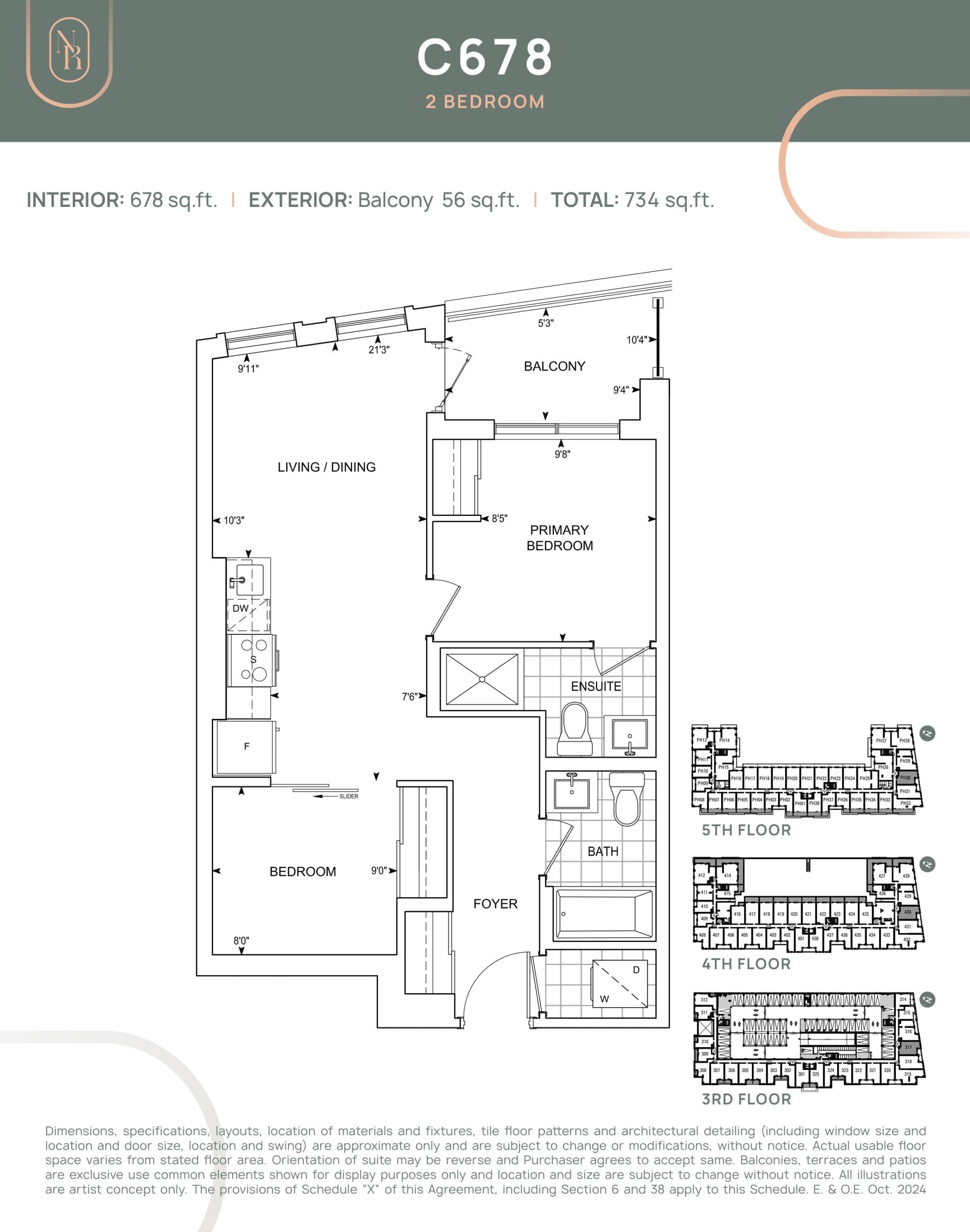 C678 (Balcony) Floor Plan at Noble Residences - 678 sq.ft