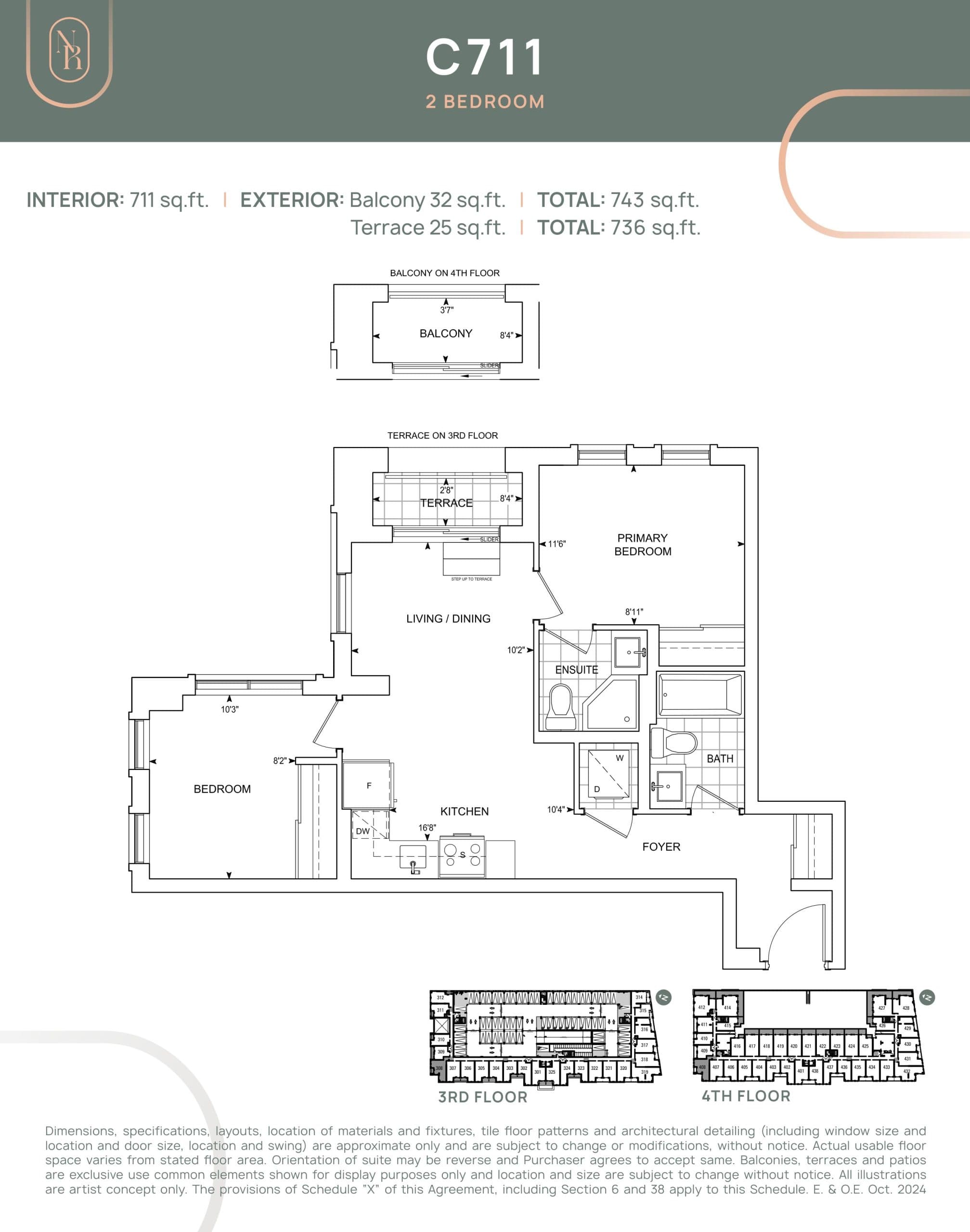 C711 Floor Plan at Noble Residences - 711 sq.ft