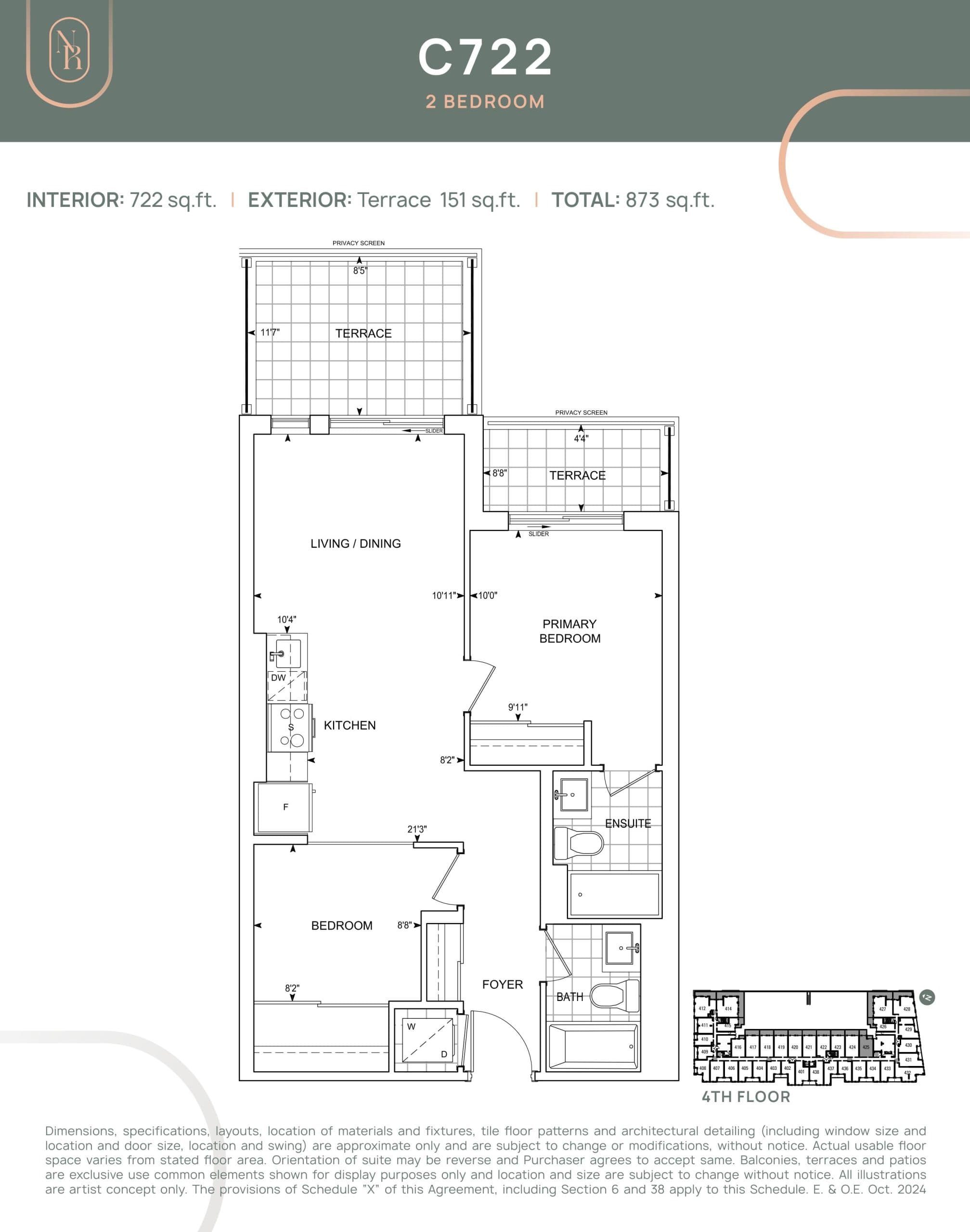 C722 Floor Plan at Noble Residences - 722 sq.ft