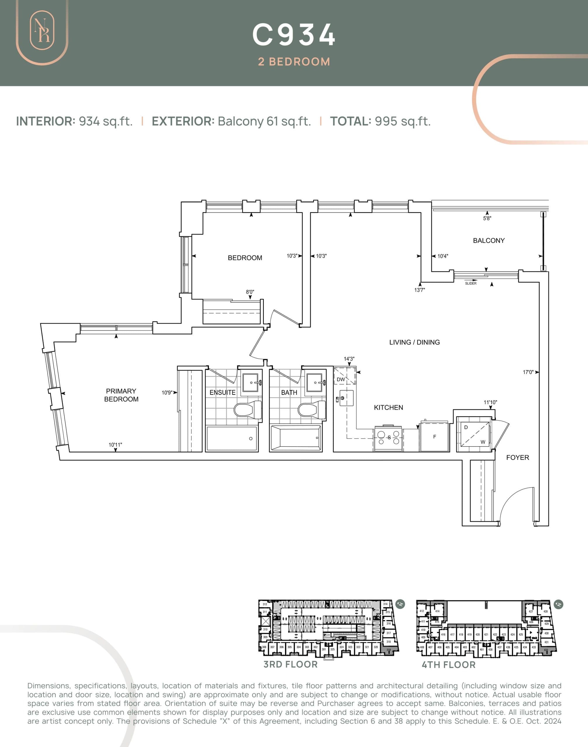 C934 Floor Plan at Noble Residences - 934 sq.ft