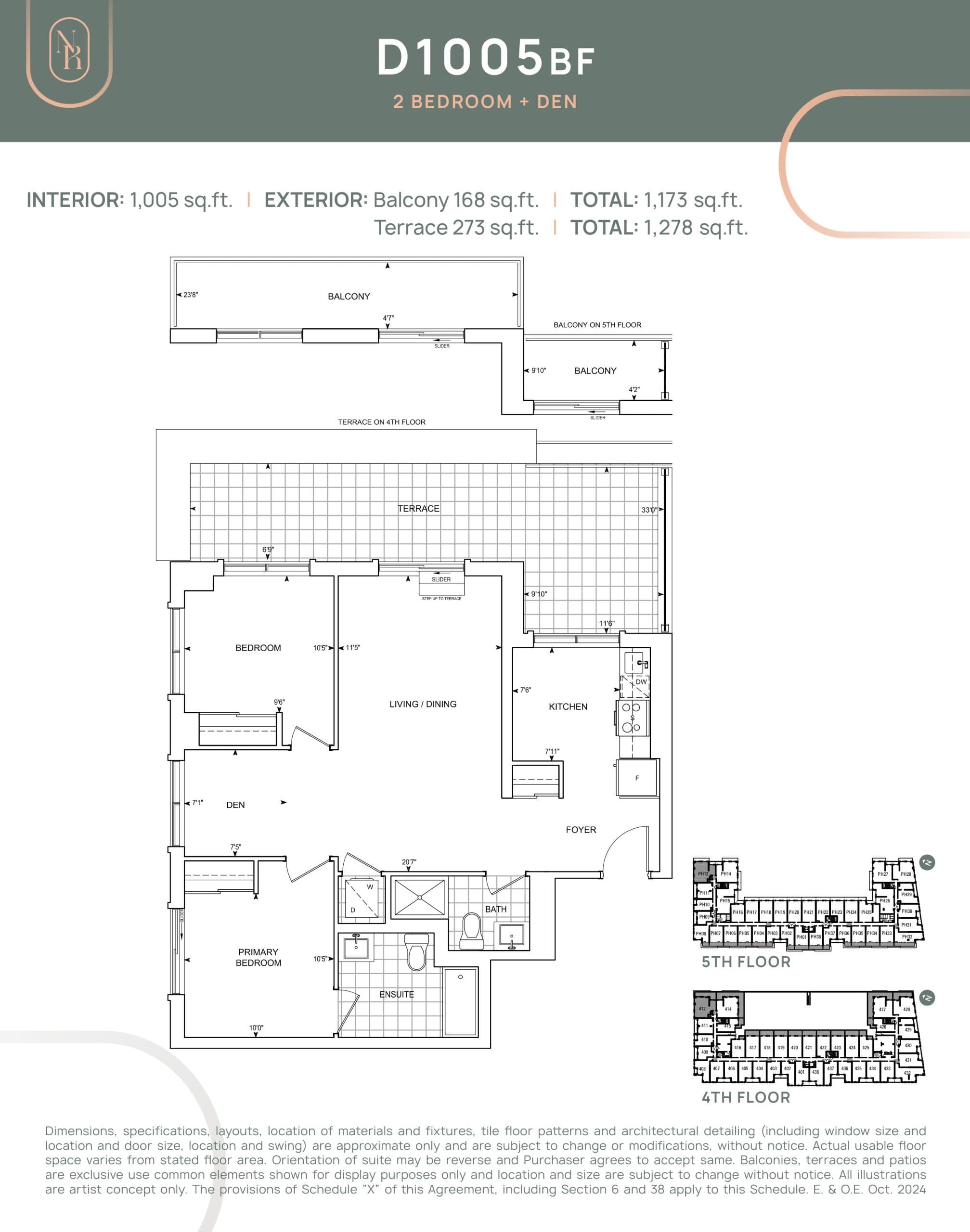 D1005 BF Floor Plan at Noble Residences - 1005 sq.ft
