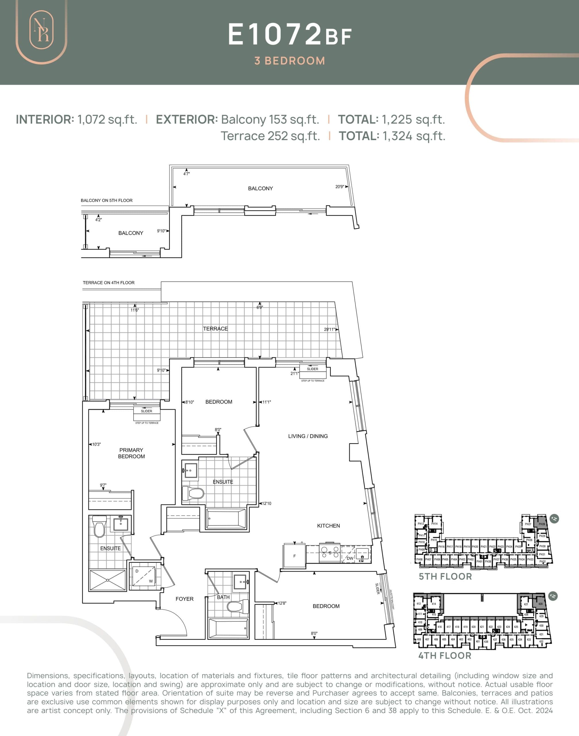 E1072 BF Floor Plan at Noble Residences - 1072 sq.ft