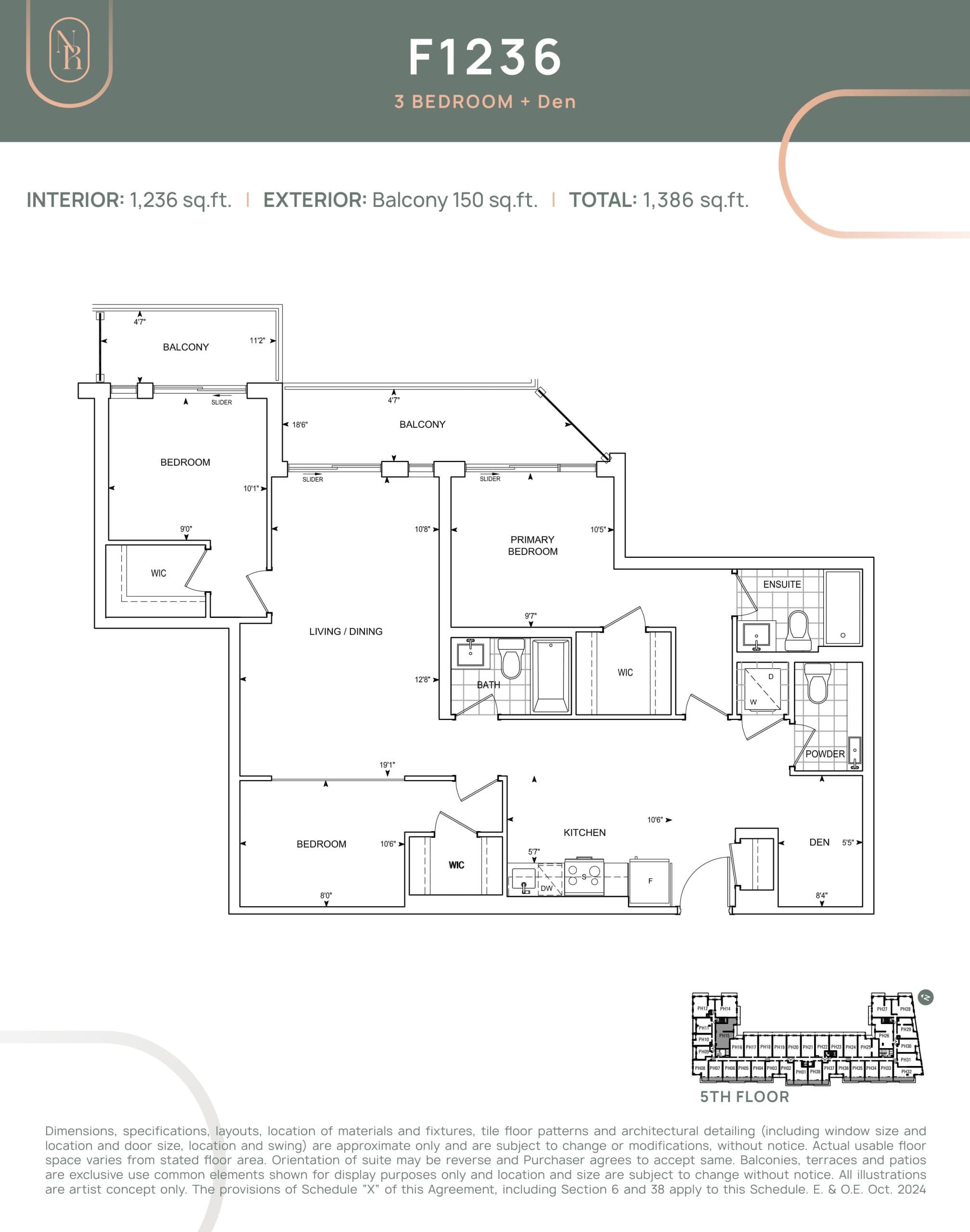 F1236 Floor Plan at Noble Residences - 1236 sq.ft