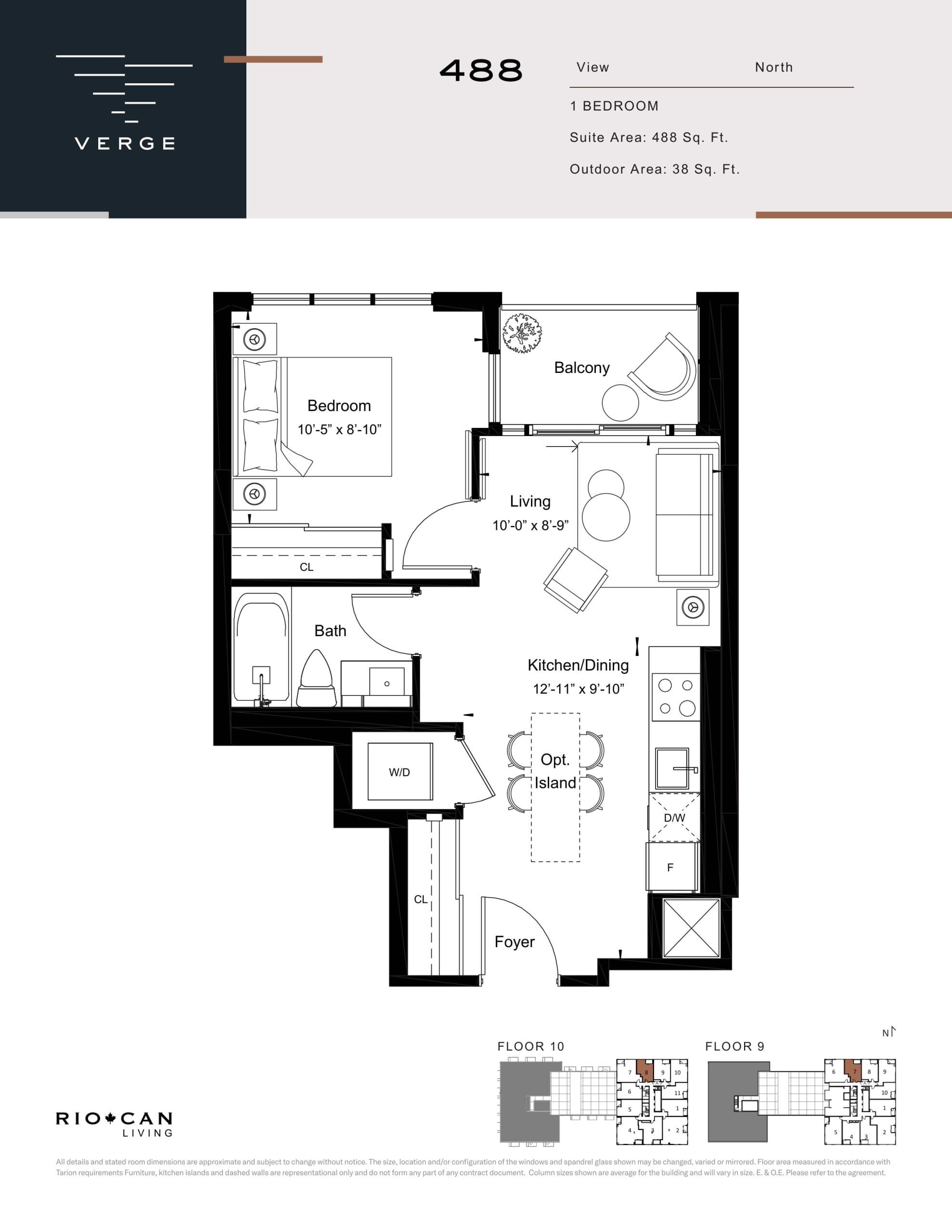 488 Floor Plan at Verge Condos - 488 sq.ft