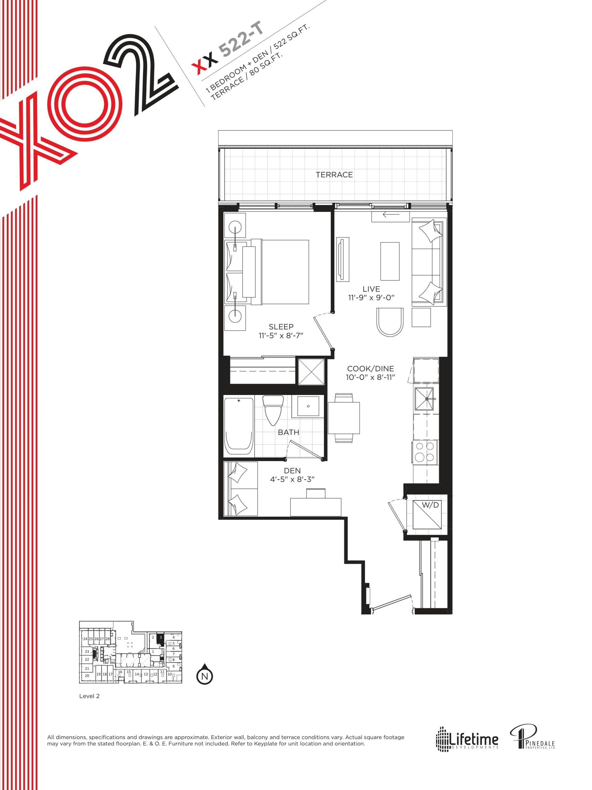 XX 522-T Floor Plan at XO2 Condos - 522 sq.ft