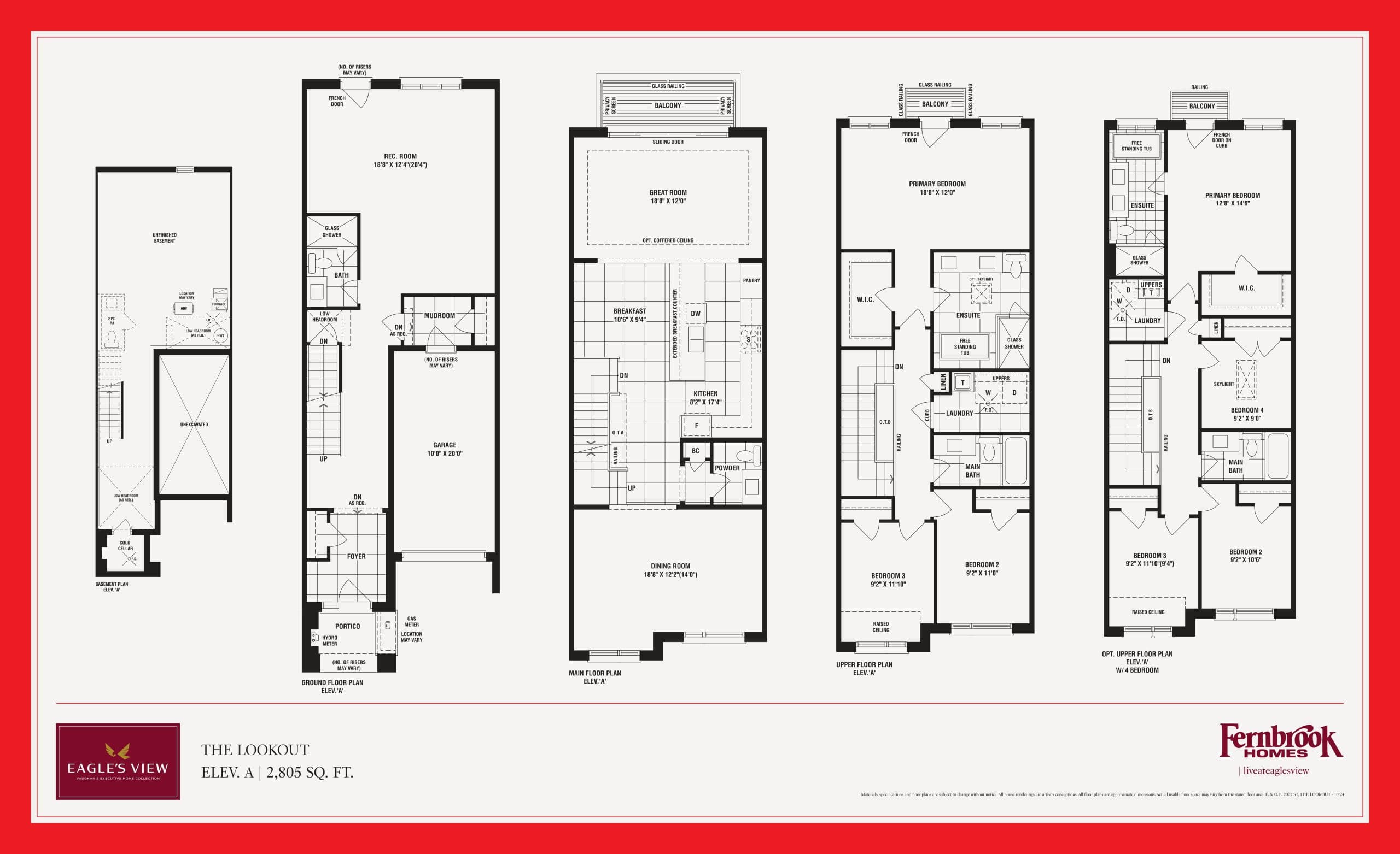 The Lookout Floor Plan at Eagle’s View Towns - 2805 sq.ft