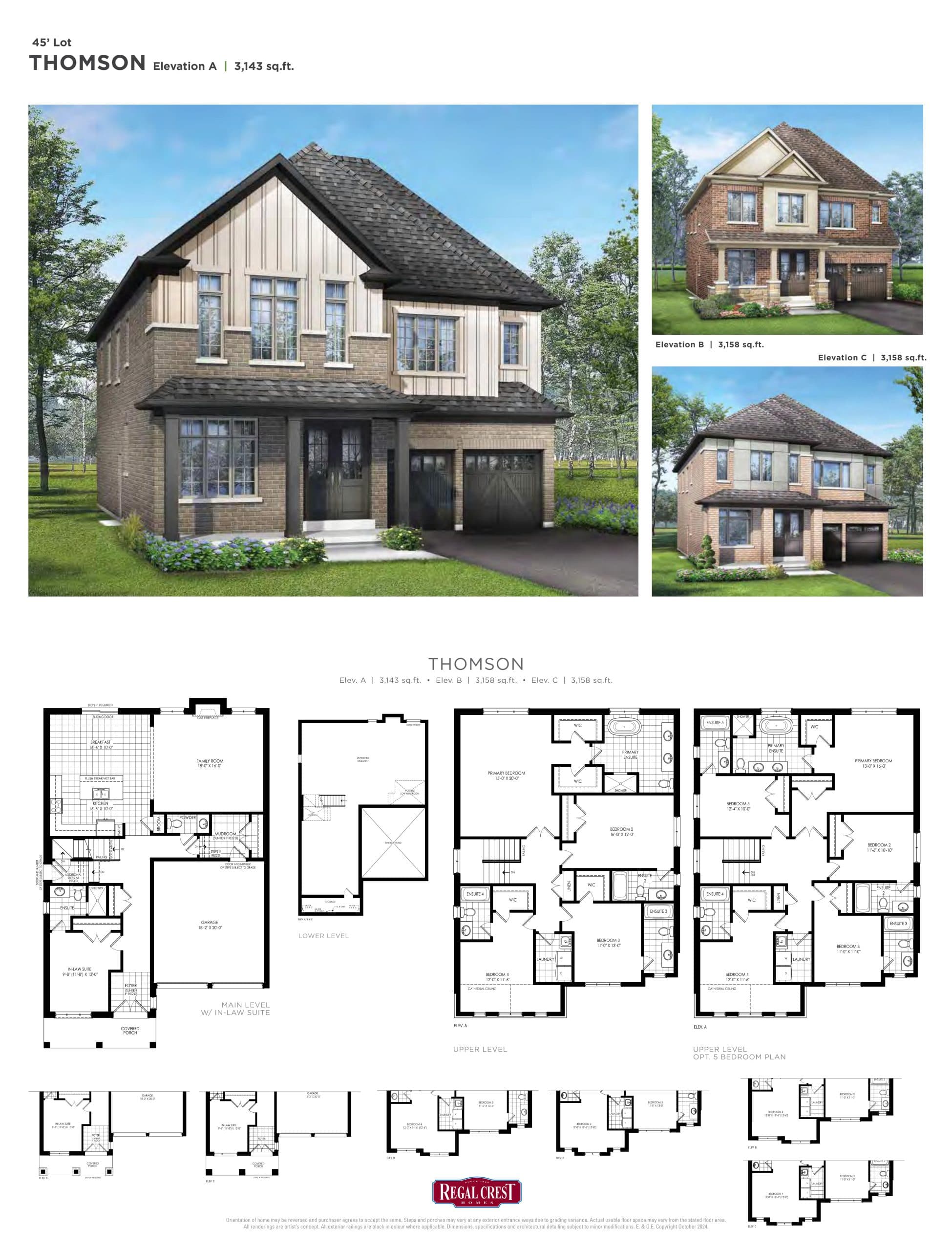 Thomson Floor Plan at Mayfield Village by Regal Crest Homes - 3143 sq.ft