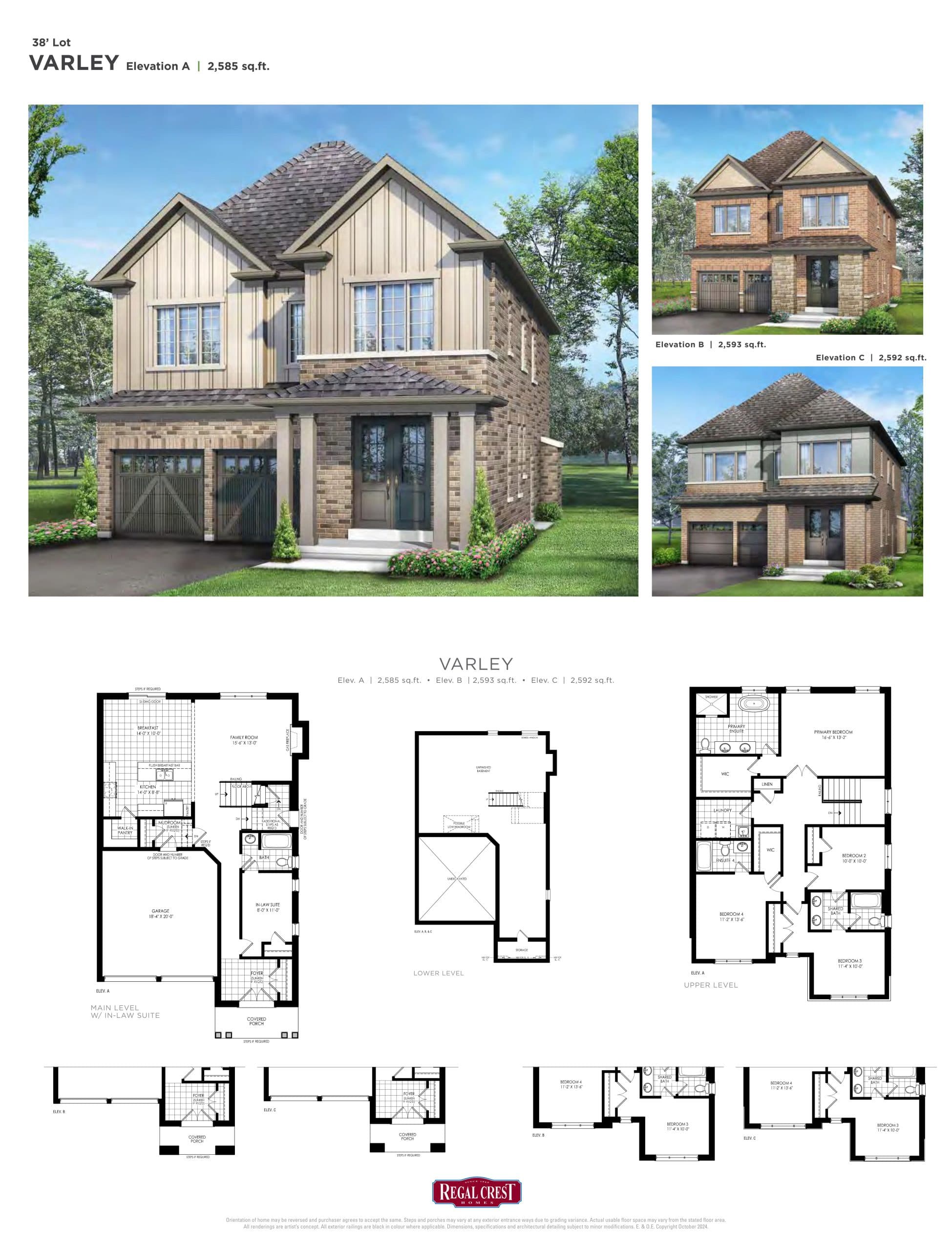 Varley Floor Plan at Mayfield Village by Regal Crest Homes - 2593 sq.ft
