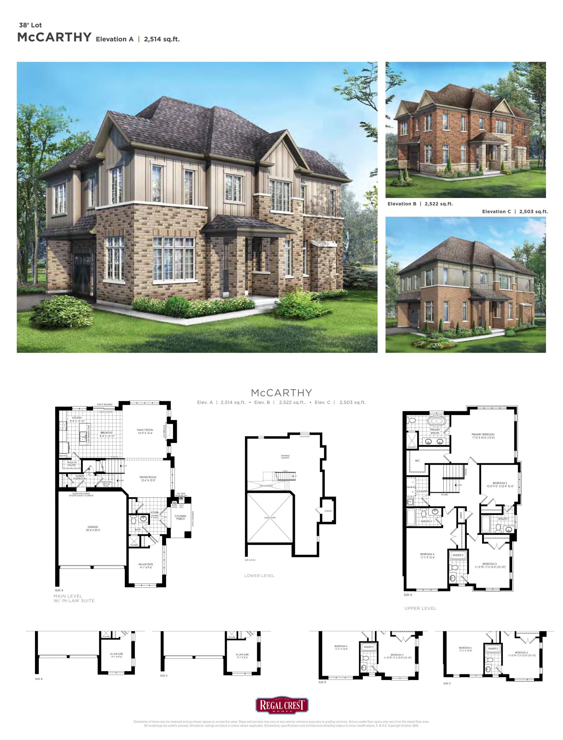 McCarthy Floor Plan at Mayfield Village by Regal Crest Homes - 2522 sq.ft