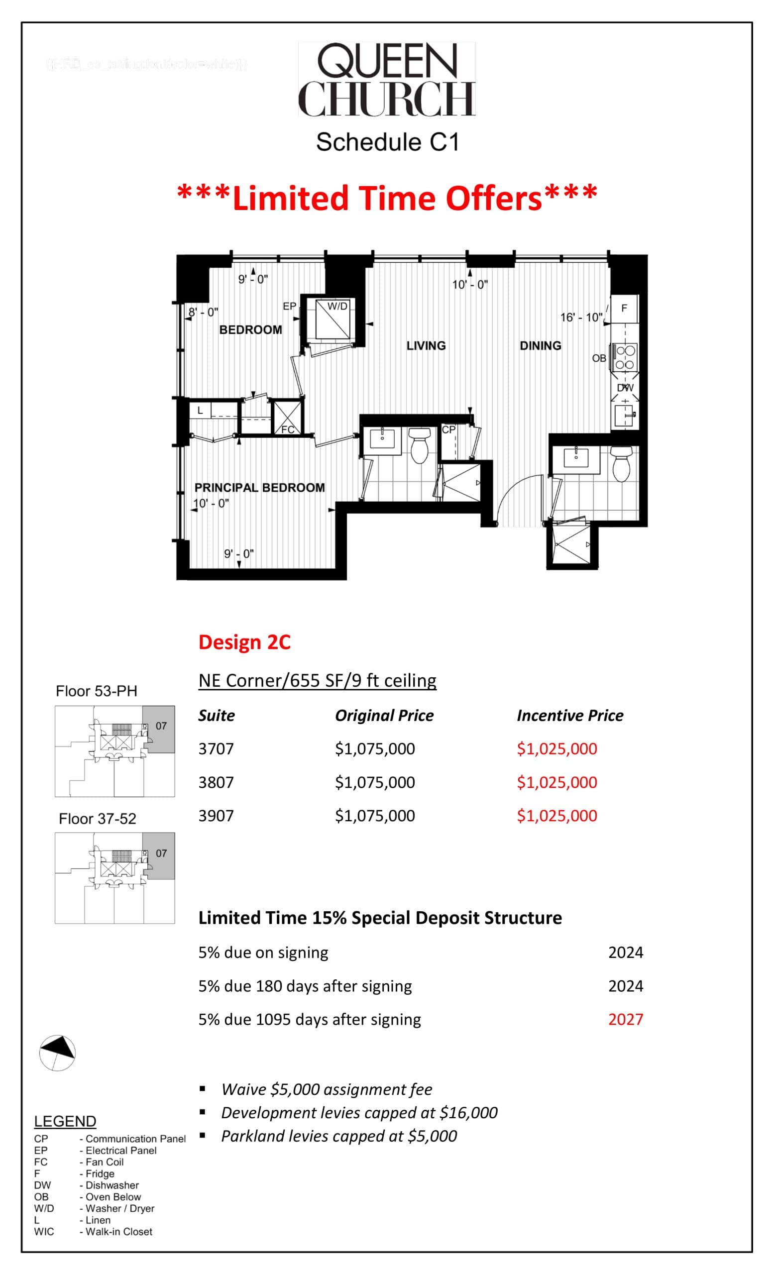 2C Floor Plan at Queen Church Condos - 655 sq.ft