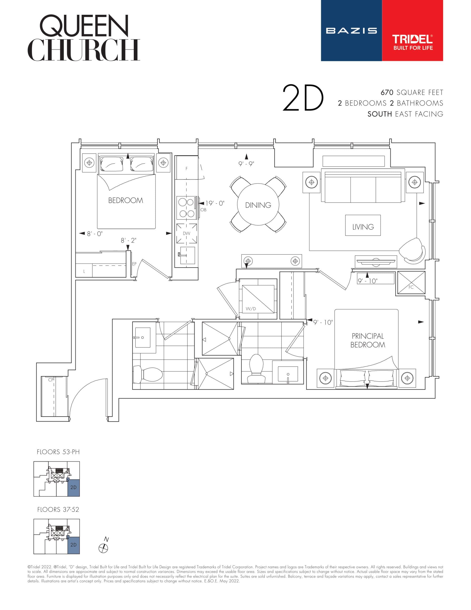 2D Floor Plan at Queen Church Condos - 670 sq.ft
