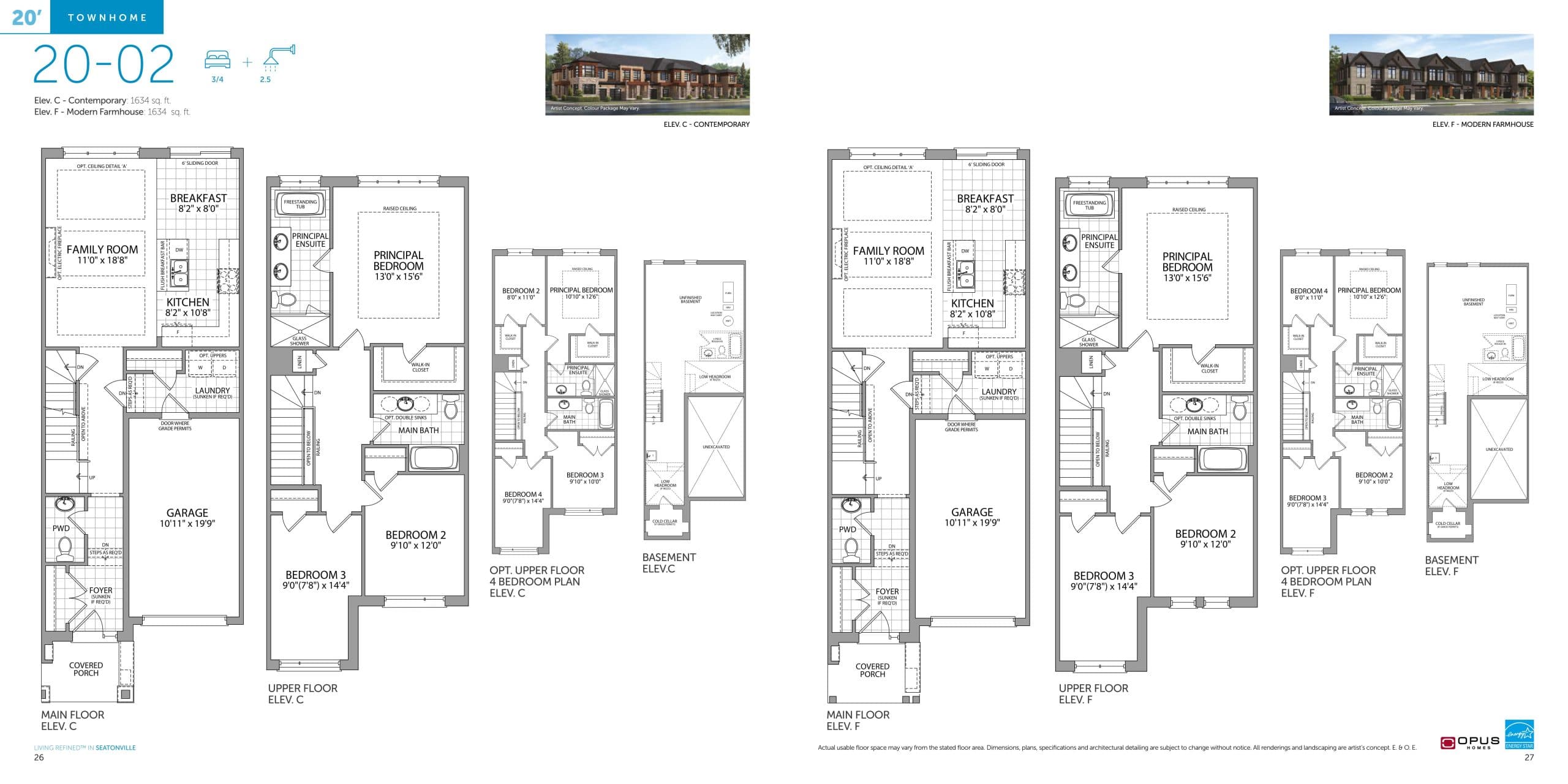 20-02 Floor Plan at Seatonville by OPUS Homes - 1634 sq.ft