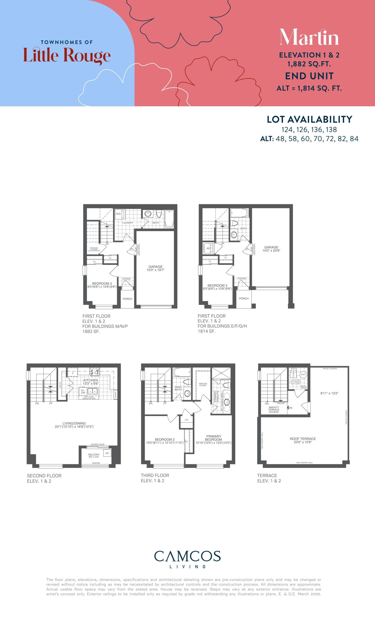 Martin End Unit Floor Plan at Townhomes of Little Rouge - 1882 sq.ft