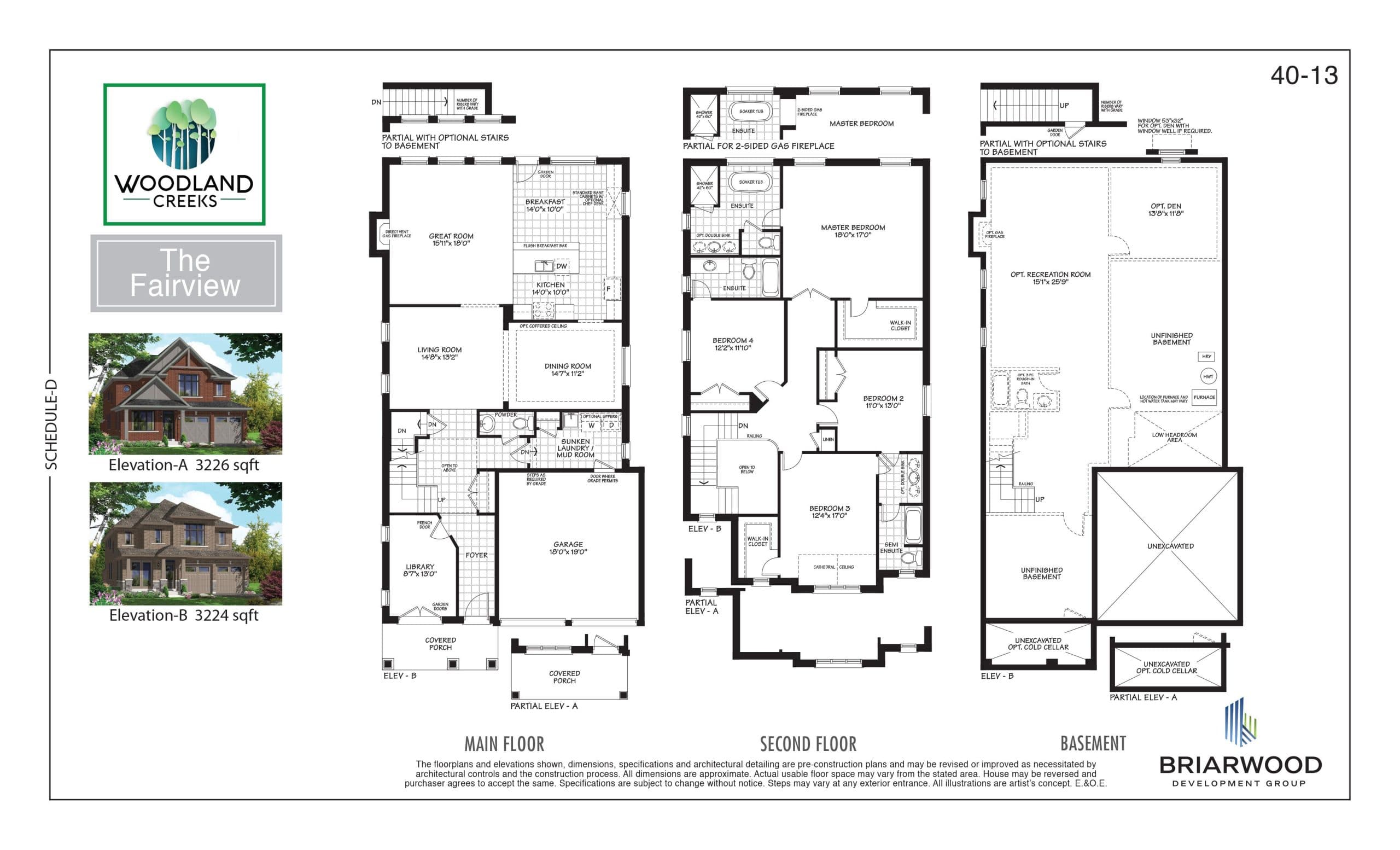 The Fairview Floor Plan at Woodland Creeks Homes - 3226 sq.ft