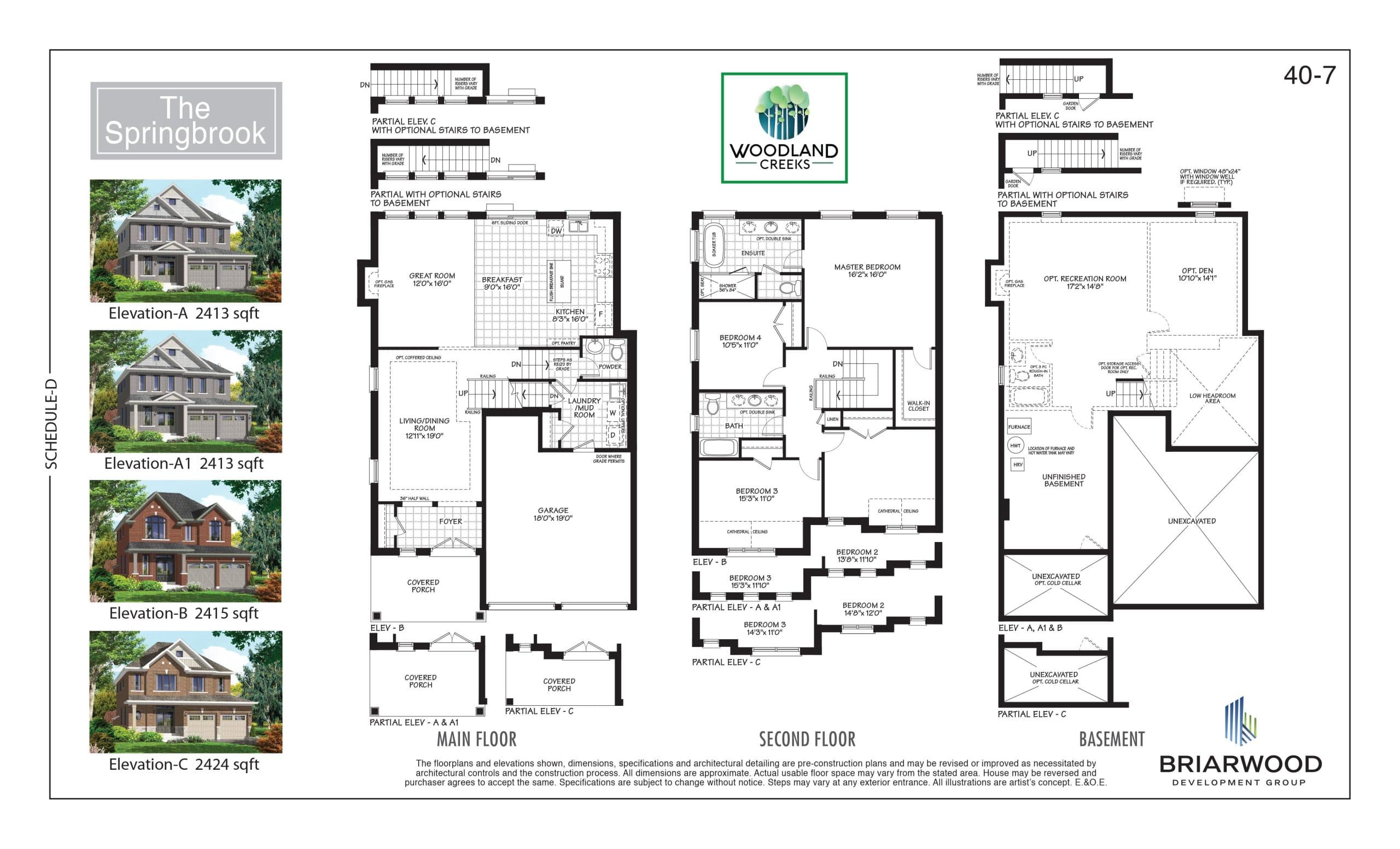 The Springbrook Floor Plan at Woodland Creeks Homes - 2424 sq.ft