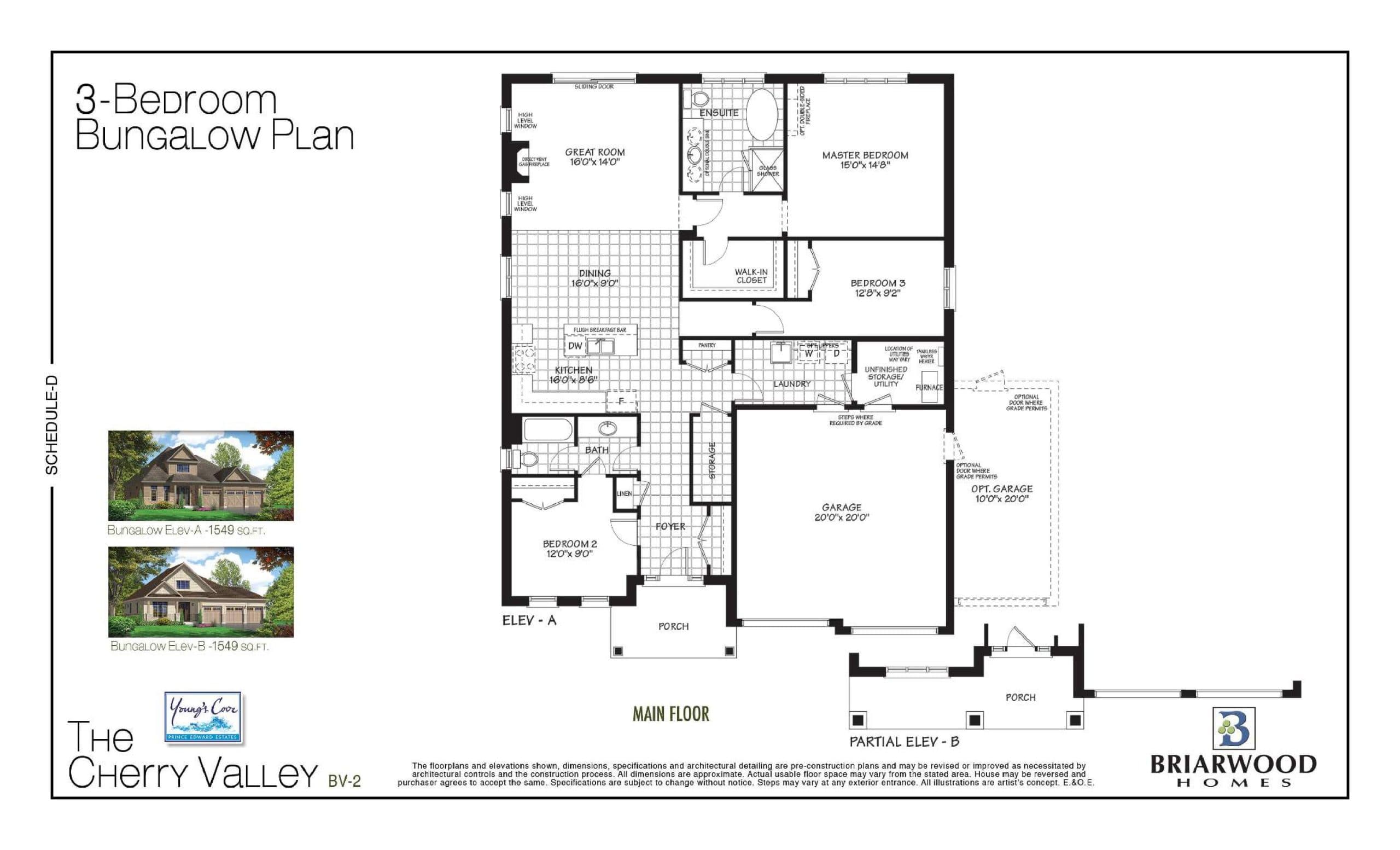 The Cherry Valley (BV-2) Floor Plan at Young’s Cove Homes - 1549 sq.ft
