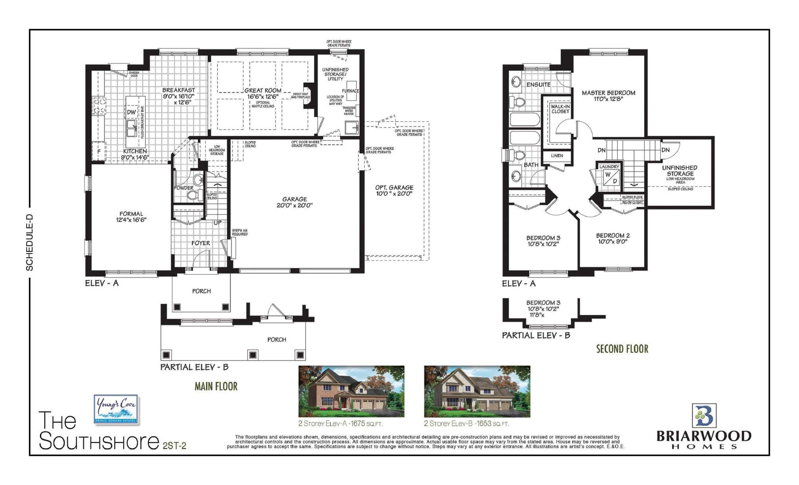 The South Shore (2ST-2) Floor Plan at Young’s Cove Homes - 1675 sq.ft