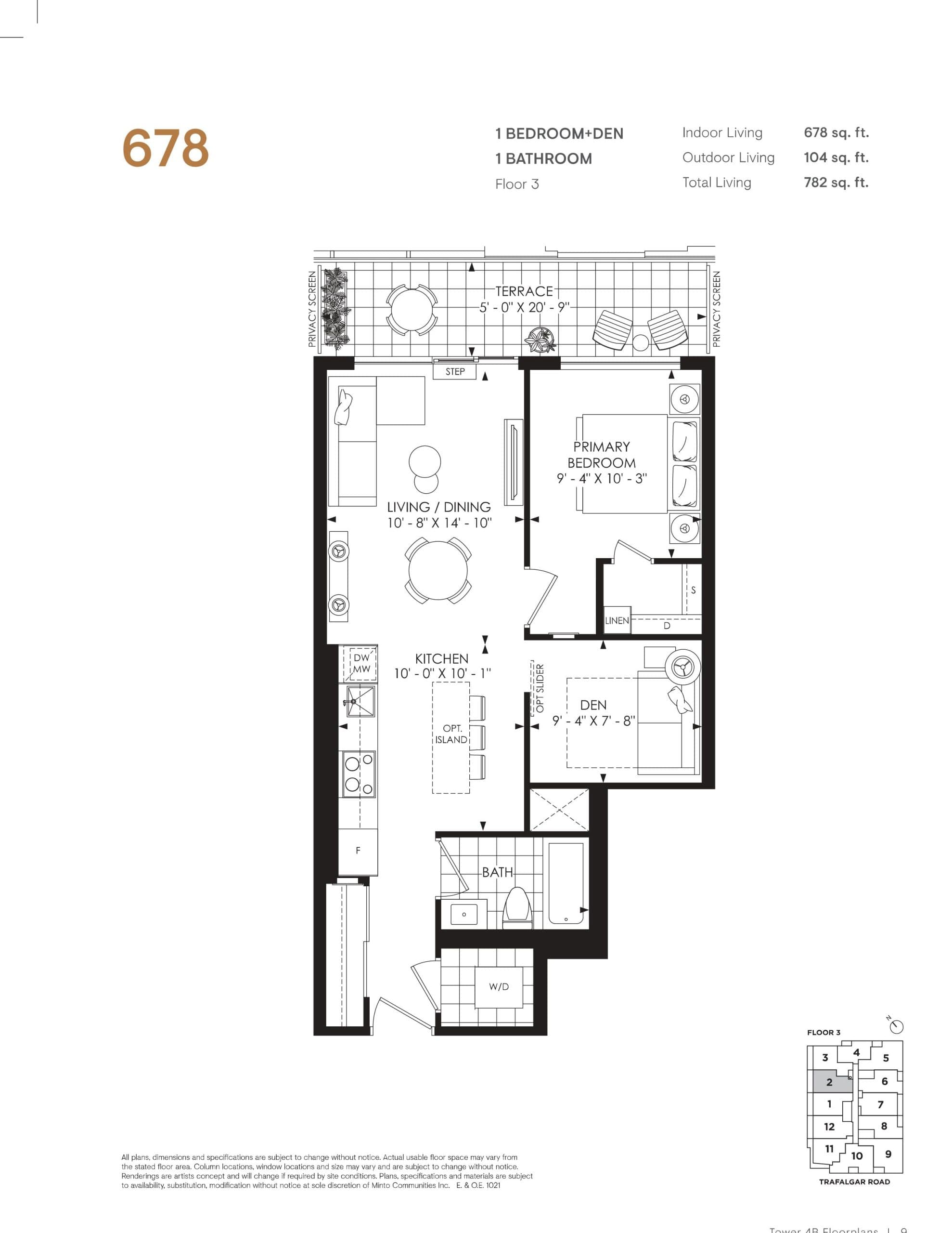 678 Floor Plan at North Oak 2 - Condos at Oakvillage - 678 sq.ft