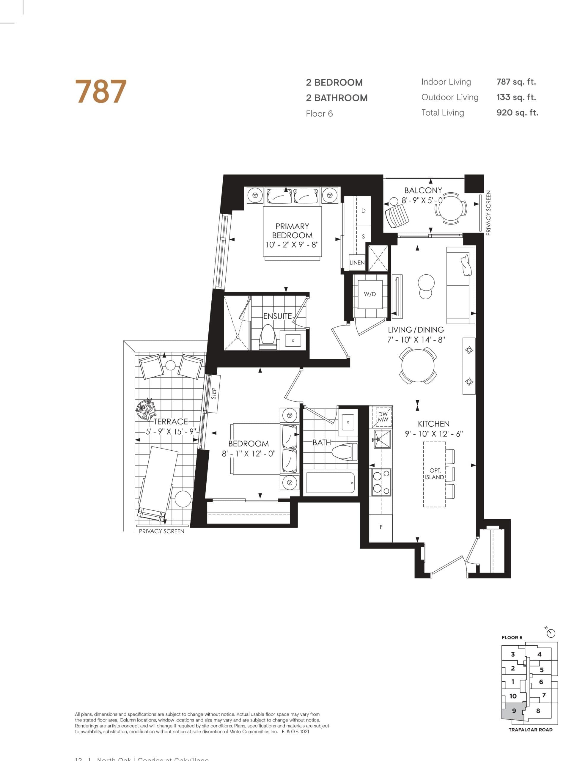 787 Floor Plan at North Oak 2 - Condos at Oakvillage - 787 sq.ft