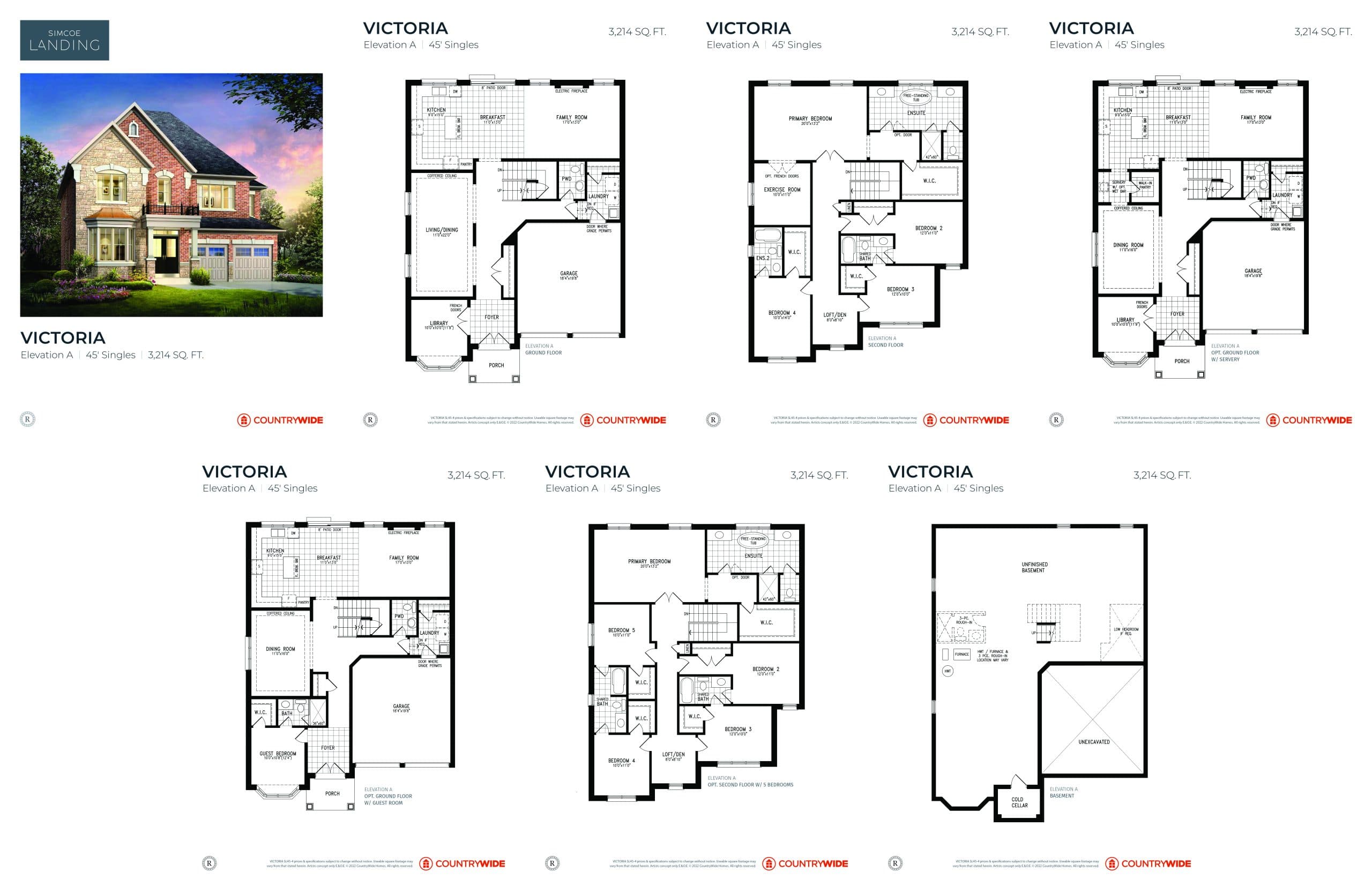 Victoria (Elevation A) Floor Plan at Simcoe Landing by CountryWide Homes - 3214 sq.ft