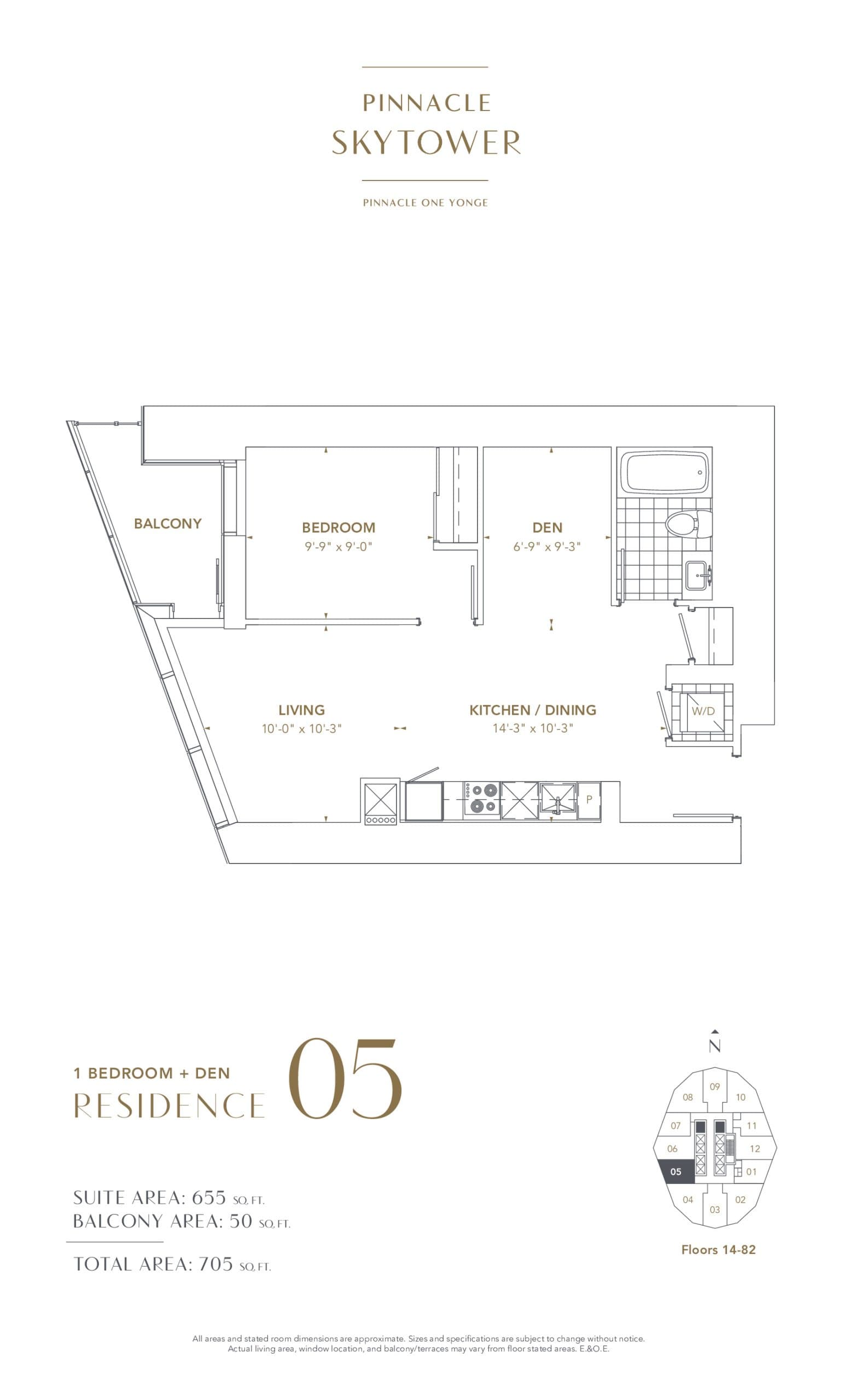 Residence 05 Floor Plan at SkyTower at Pinnacle One Yonge - 655 sq.ft
