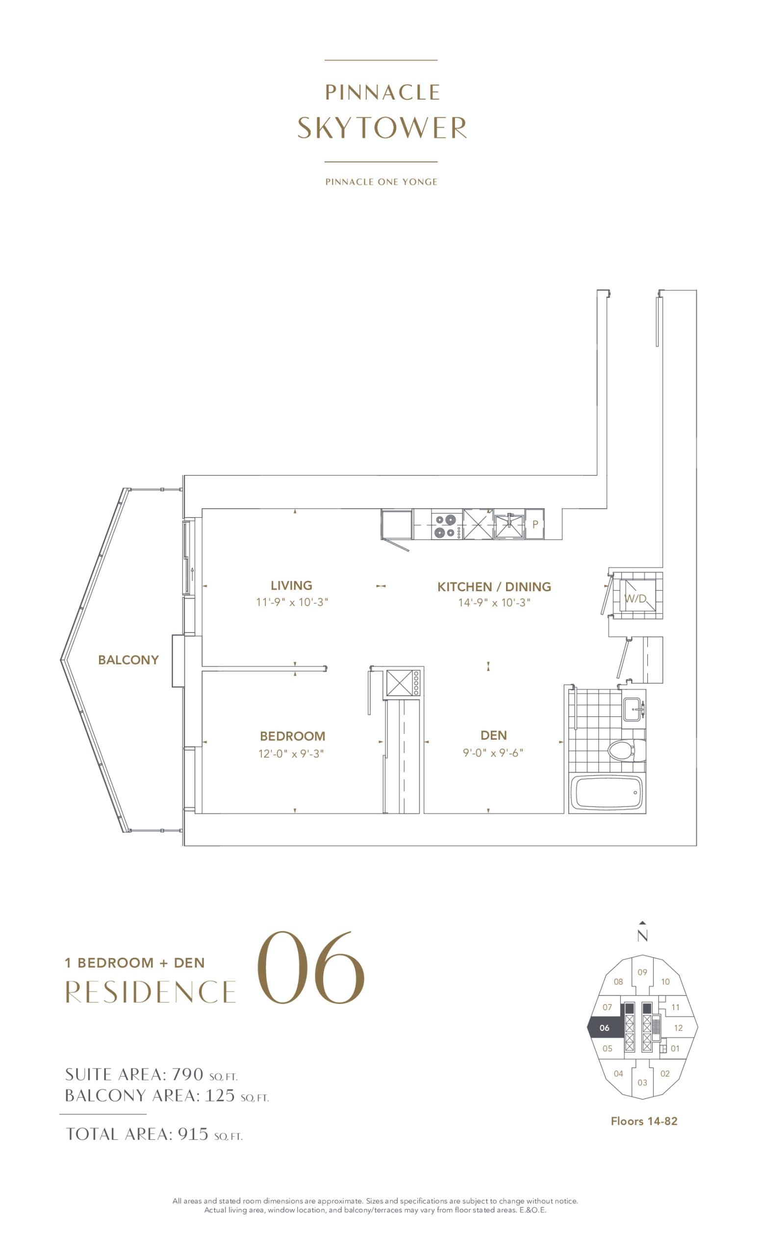 Residence 06 Floor Plan at SkyTower at Pinnacle One Yonge - 790 sq.ft