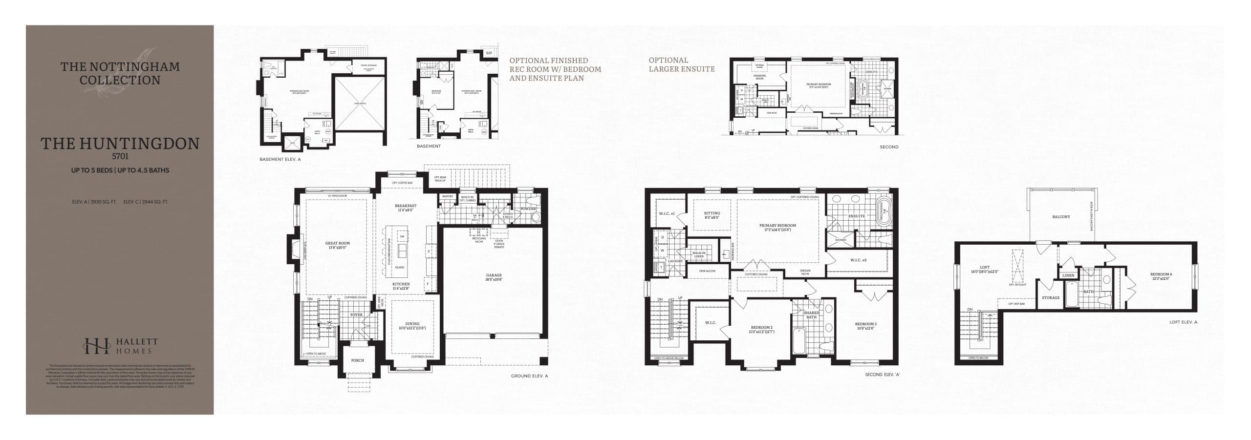 The Huntingdon Floor Plan at Abacot Hill Homes - 3944 sq.ft
