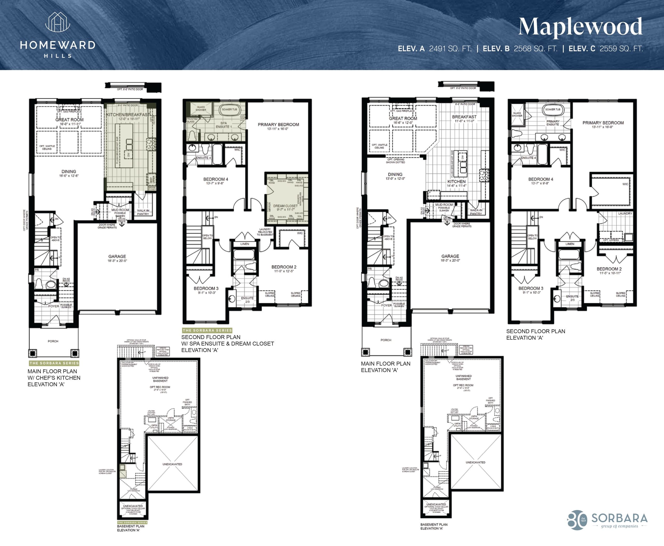Maplewood Floor Plan at Homeward Hills Towns - 2568 sq.ft