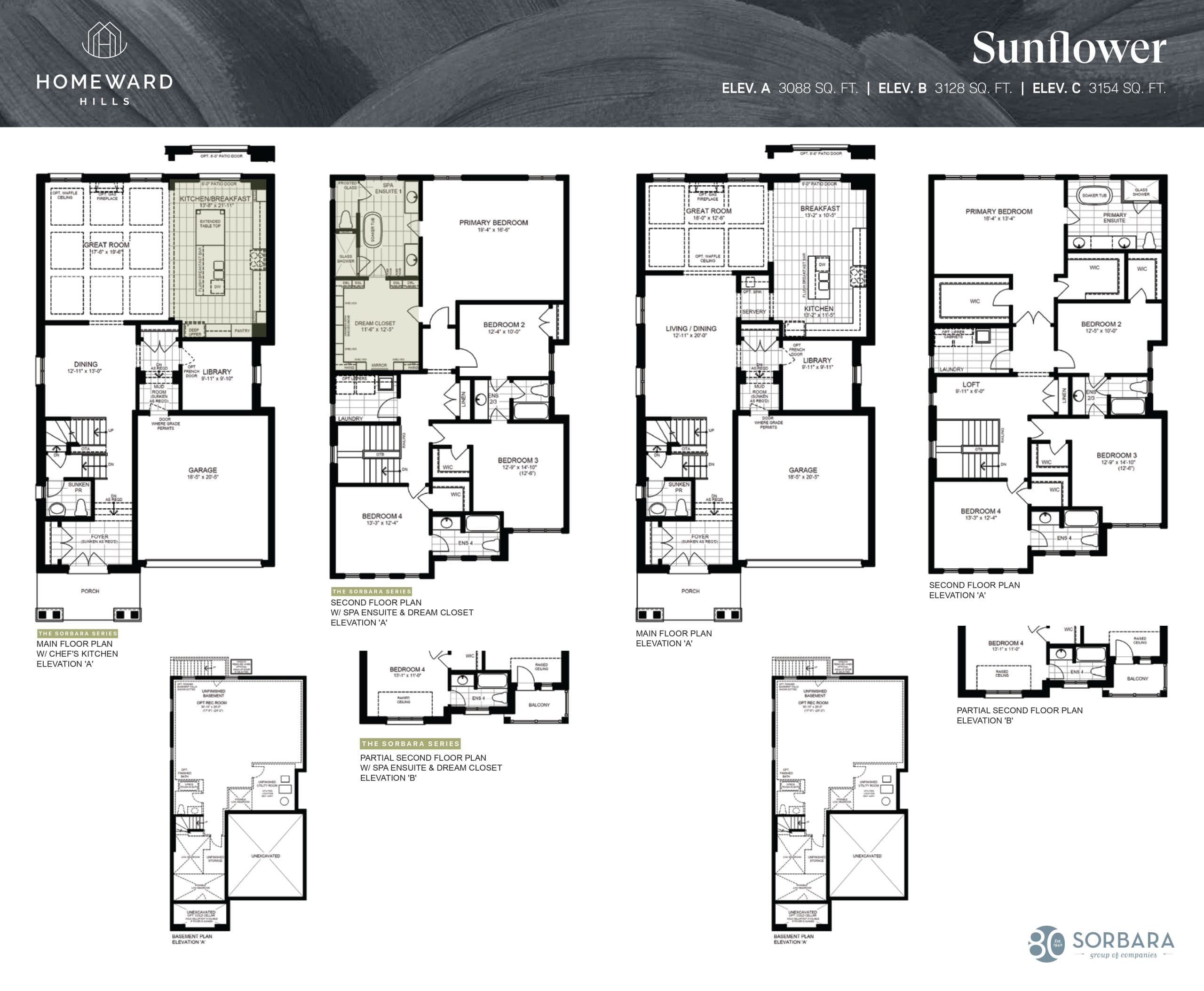 Sunflower Floor Plan at Homeward Hills Towns - 3154 sq.ft