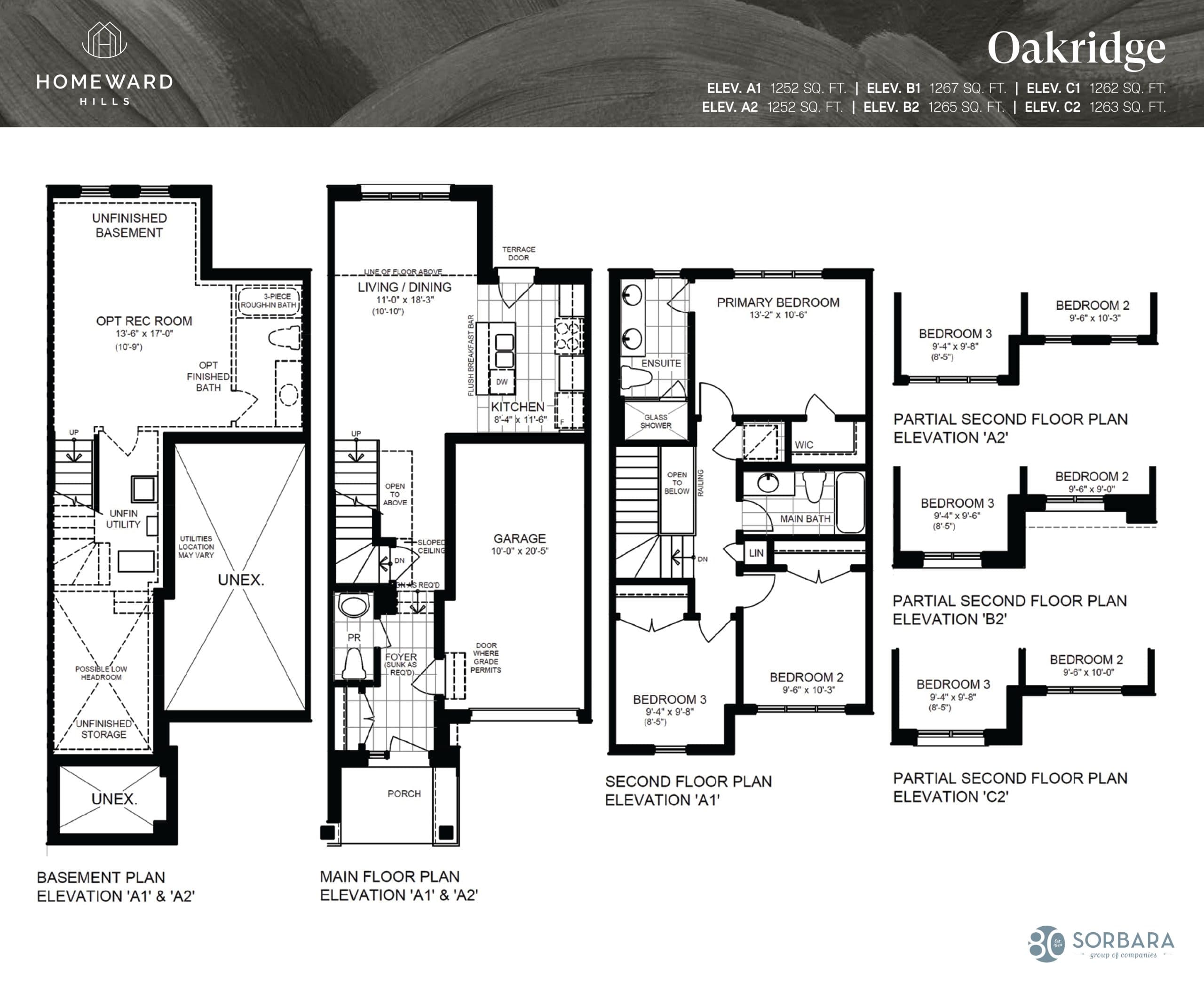 Oakridge Floor Plan at Homeward Hills Towns - 1267 sq.ft